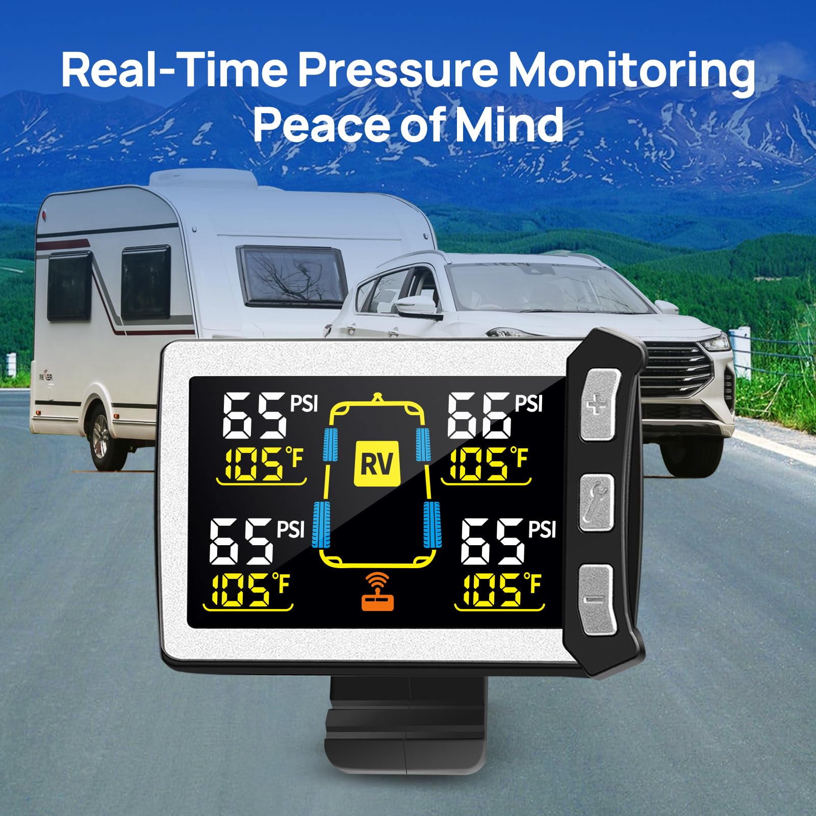 Masoll RV/Trailer Tire Pressure Monitoring System, Tire Pressure Monitor with Color LCD Display, TPMS with 6 Sensors for Travel