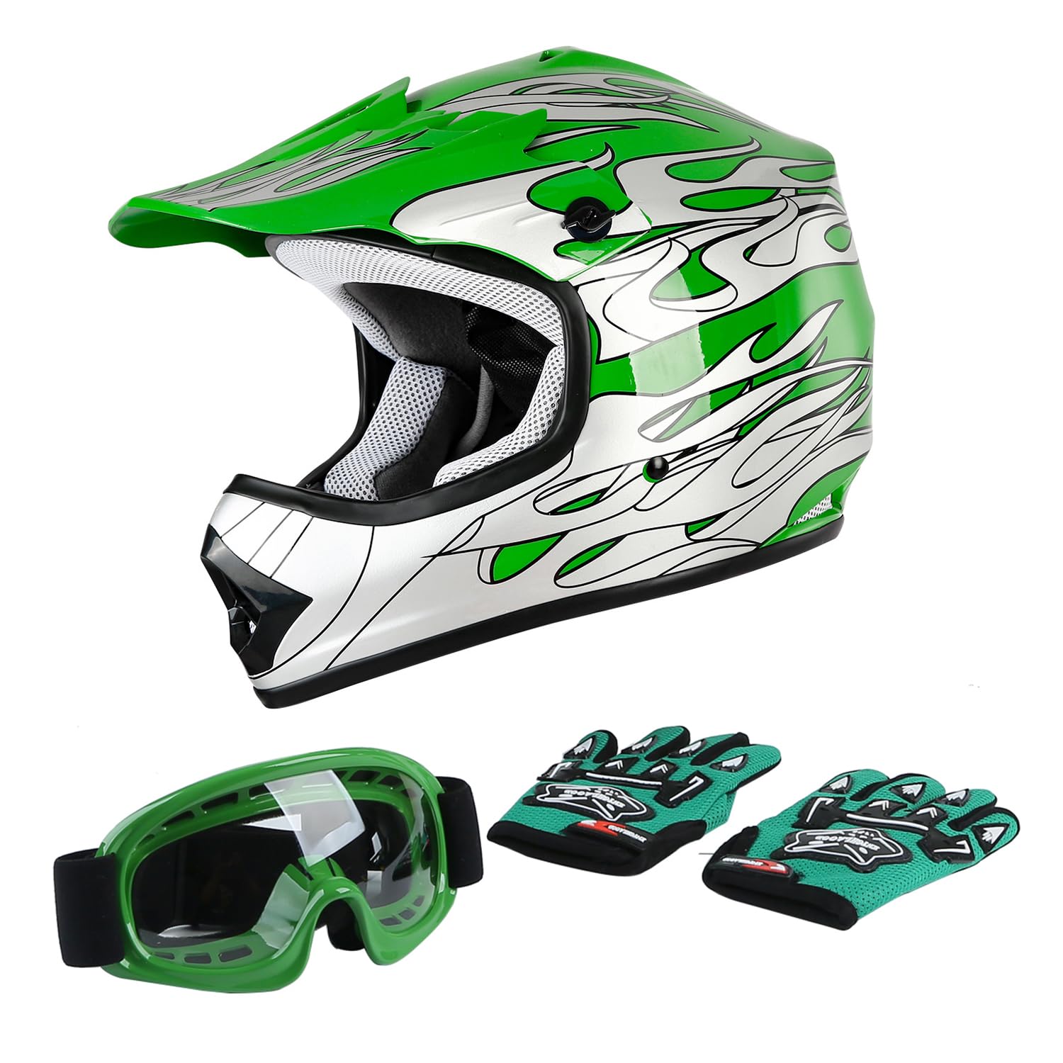 Tct-Motorparts Dot Youth Helmet Kids Motocross Atv Motorcycle Four Wheeler Riding Racing Helmets Offroad Street Dirt Bike Go-Kar