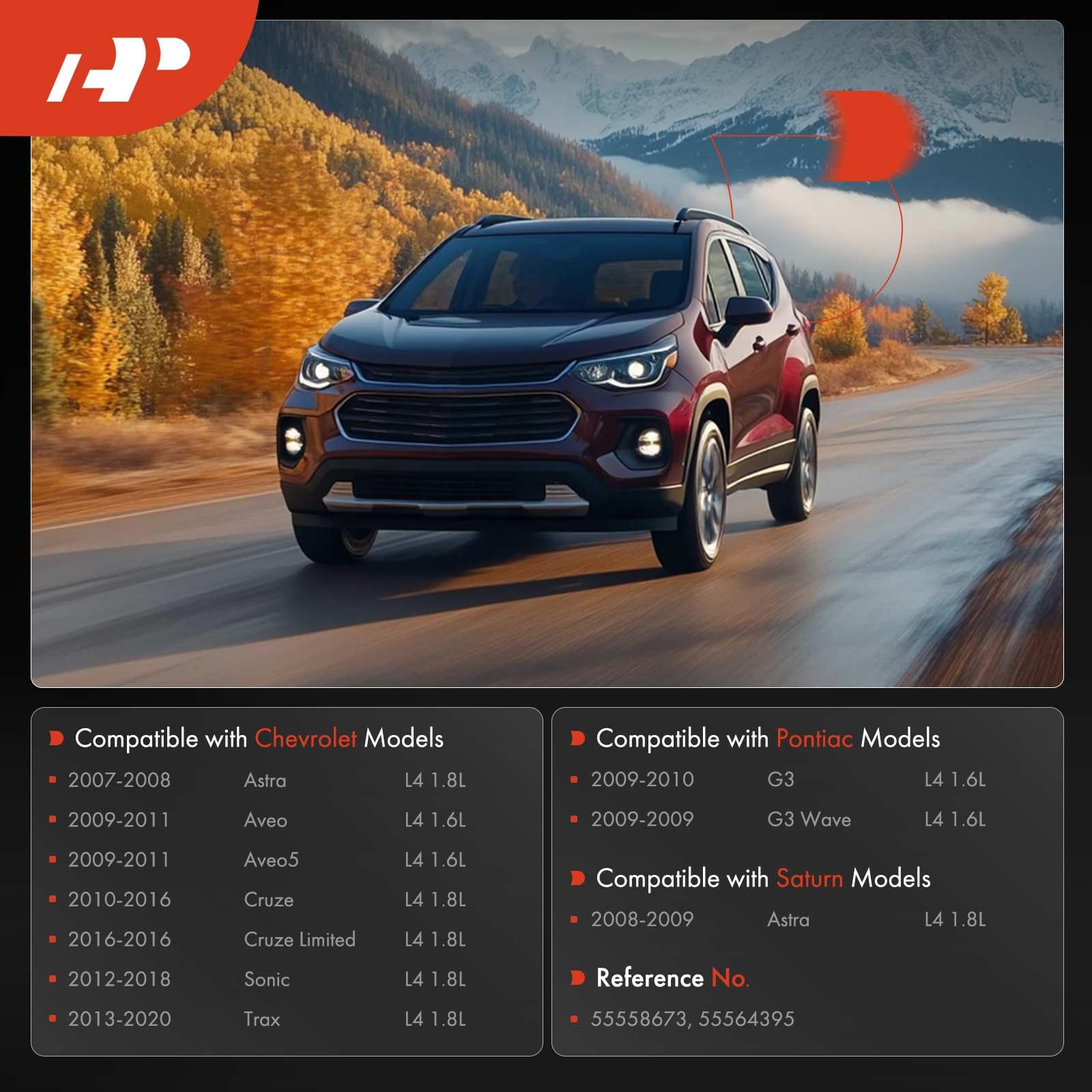 A-Premium Engine Valve Cover Kit Compatible With Chevy Cruze, Sonic, Trax, Aveo, Aveo5, L4 1.6L 1.8L (Upgraded Aluminum Type)