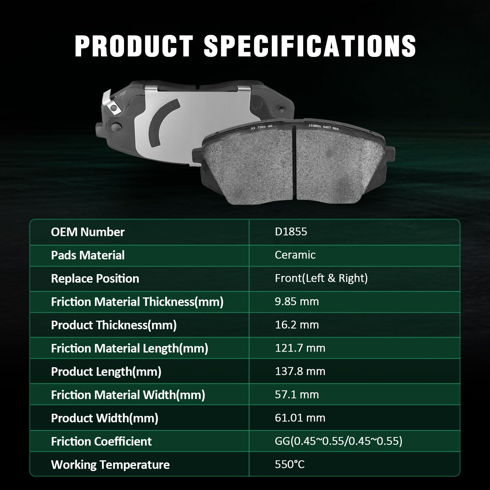 Automuto 8Pcs Front & Rear Brake Pads Set D1855 D1813 For Hyundai Elantra Gt 18-20 For Kona 22 For Veloster 19-21,For Kia Forte