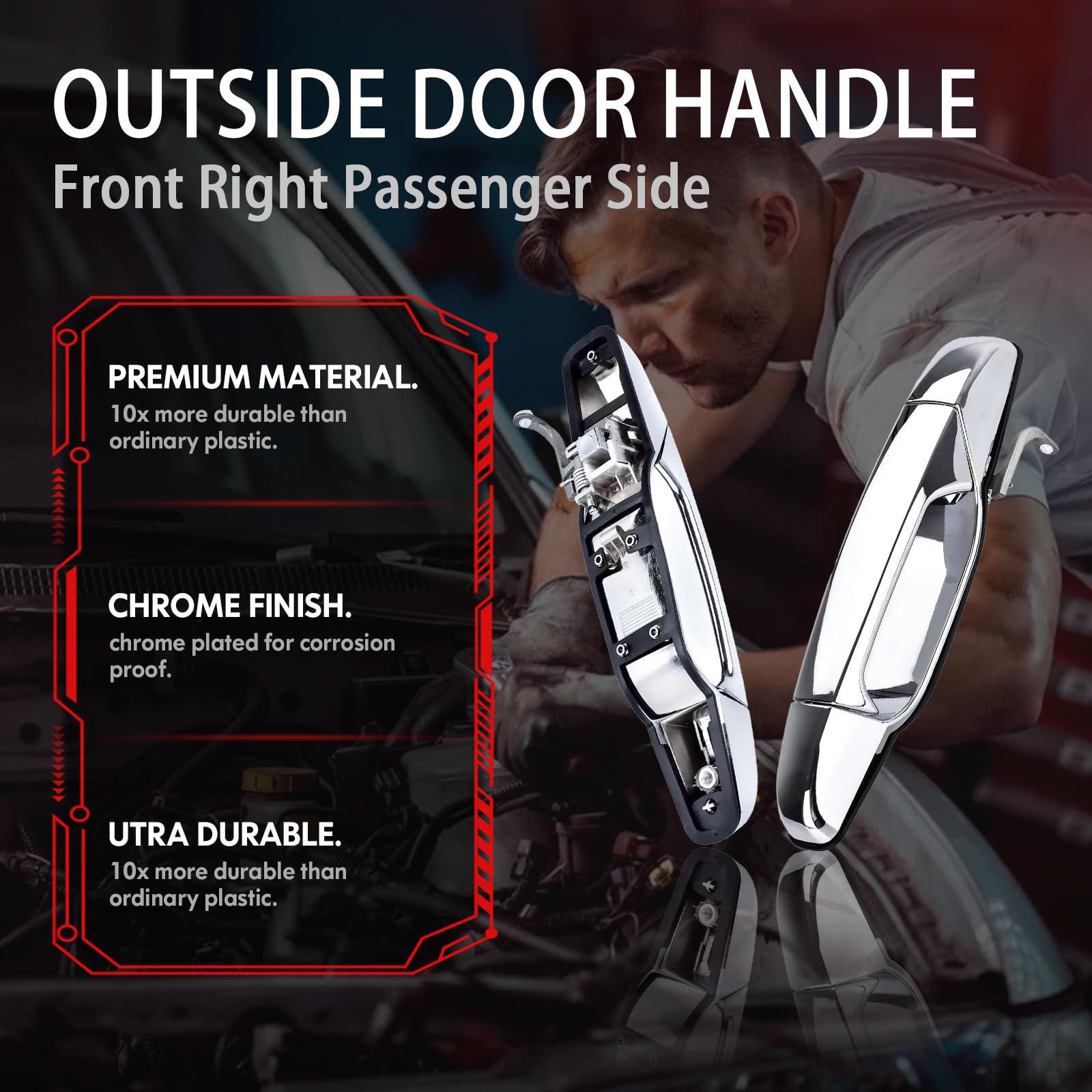 Faersi Exterior Door Handle Chrome Front Right Passenger Side Door Handle Replacements For 2007 2008 2009 2010 2011 2012 2013 Silverado Tahoe Avalanche Suburban Gmc Sierra Yukon Xl Cadillac Escalade