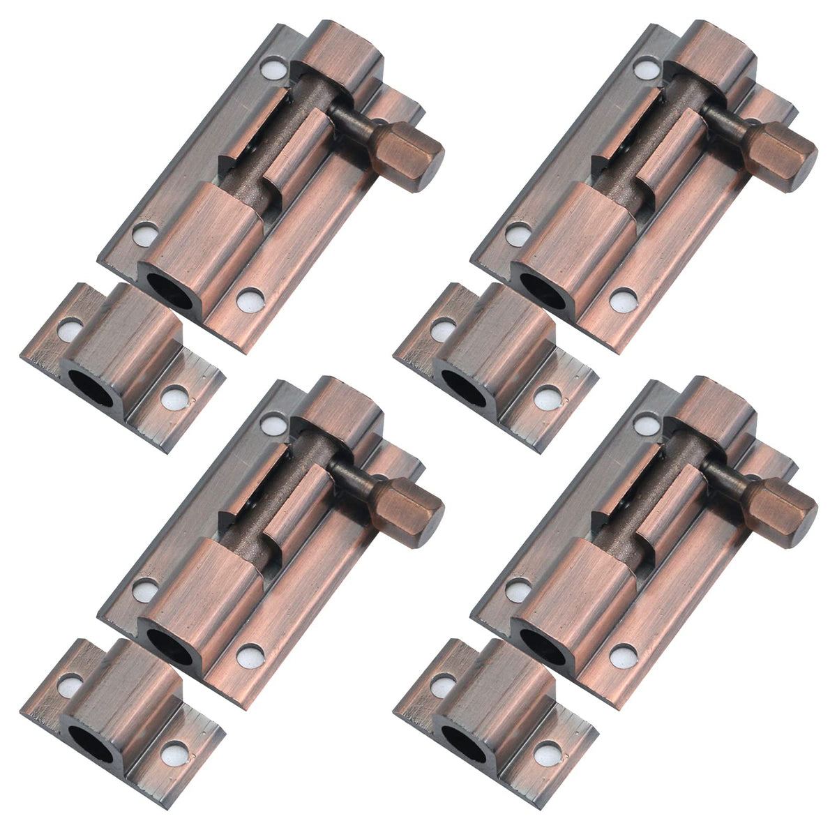 My Mironey Red Bronze Barrel Bolt Lock Aluminum Alloy Slide Bolt Latch 2 Inch Door Latch Lock Security Sliding Lock With Screws Pack Of 4