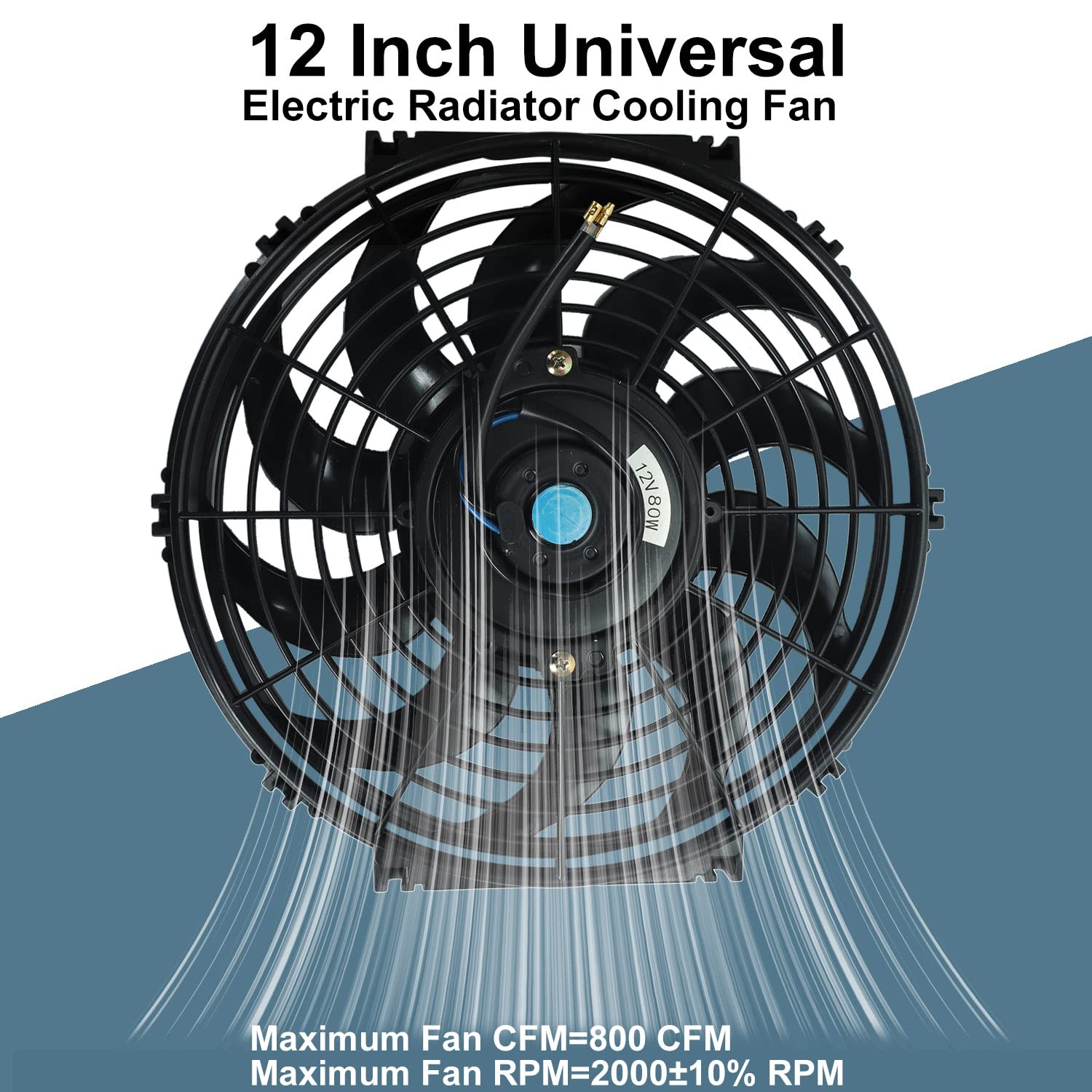 12' Inch Slim Fan Push Pull Electric Radiator Cooling Fans 12V Mount Kit Unversal Black