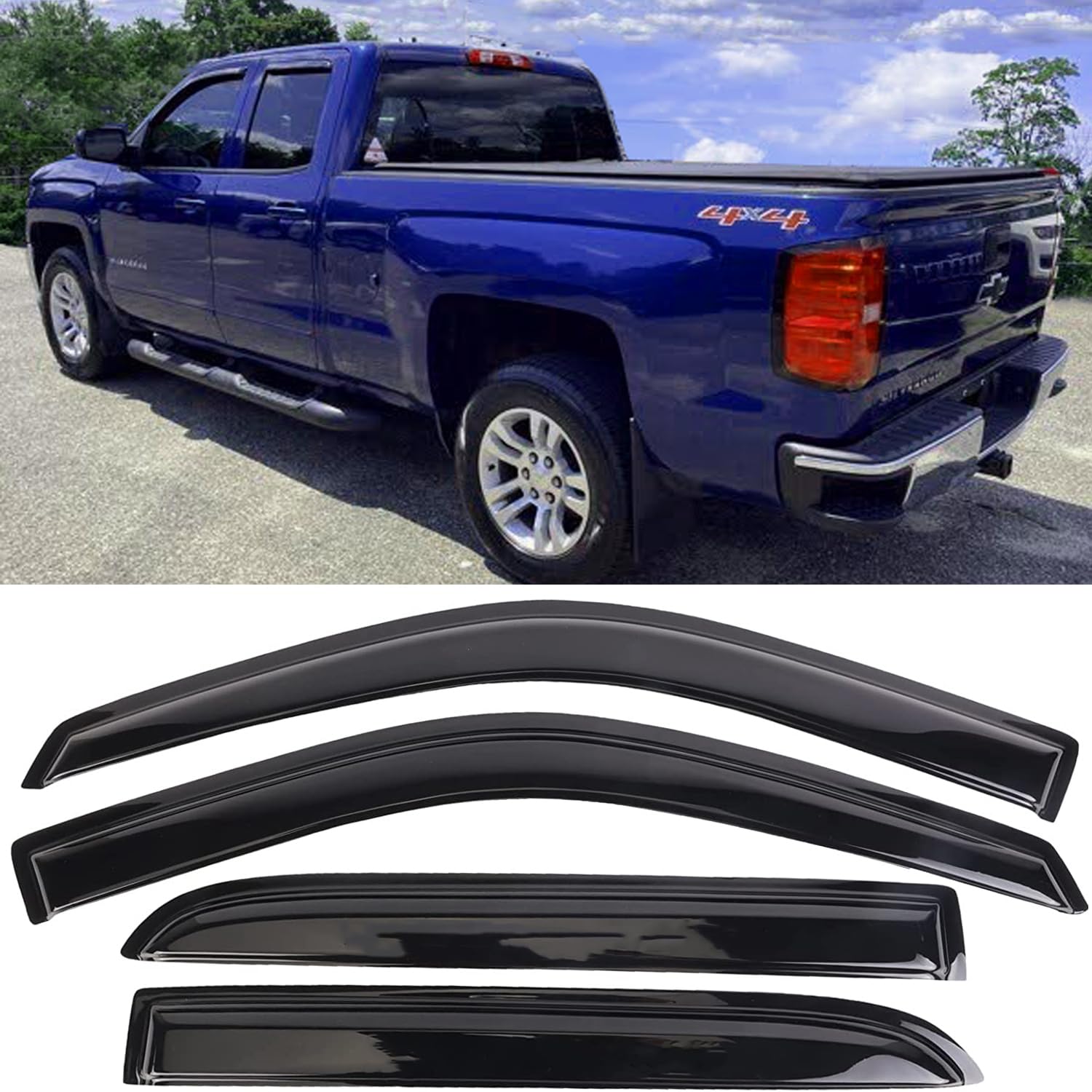 Window Visors Rain Guards Side Wind Deflectors Vent Guard Shade For Chevrolet Silverado & Gmc Sierra 1500 2500Hd 3500Hd Crew Cab