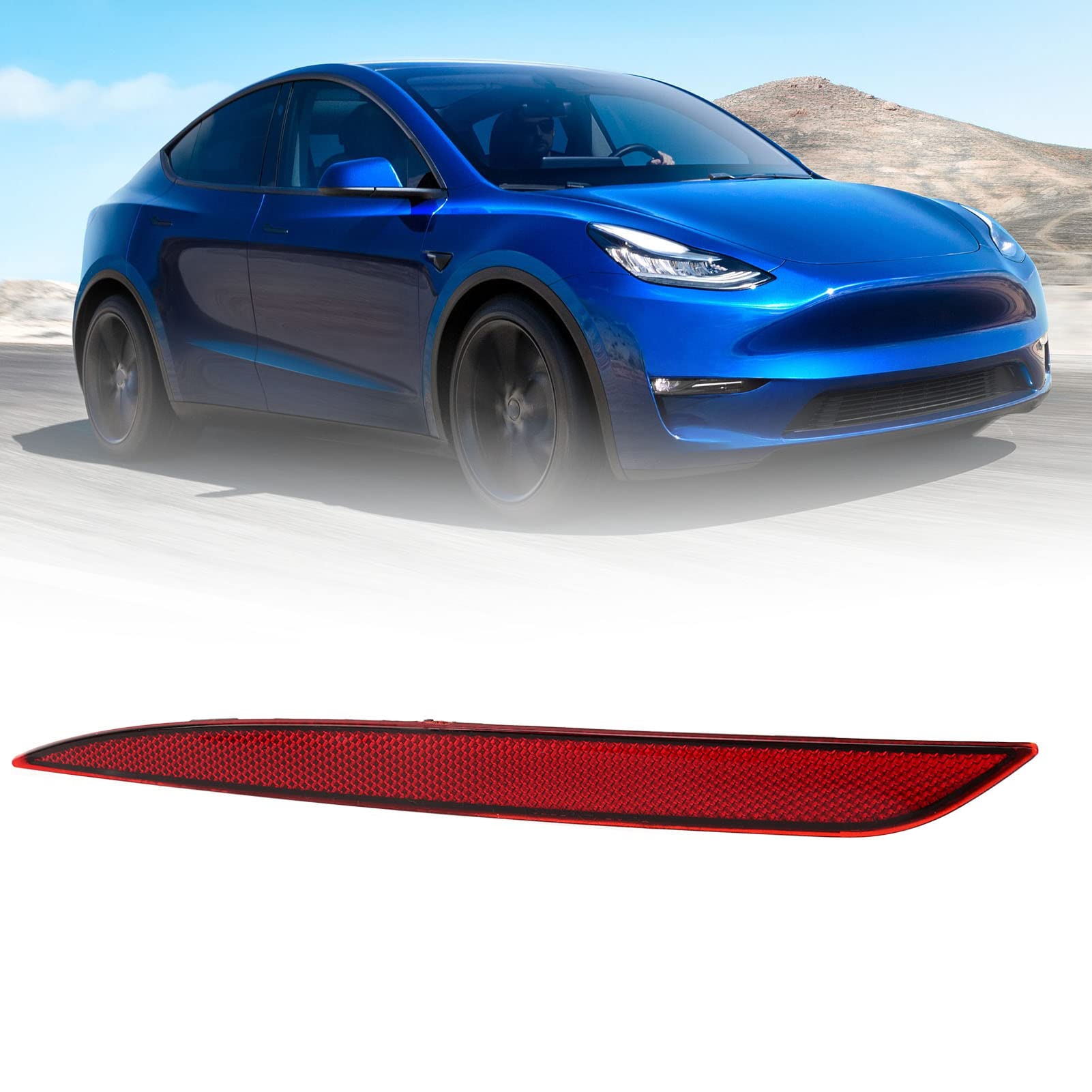 Focket Rear Bumper Reflector Light for Tesla Model Y (2020-2023) - Waterproof Red Marker Lens, Left Trim, Clear