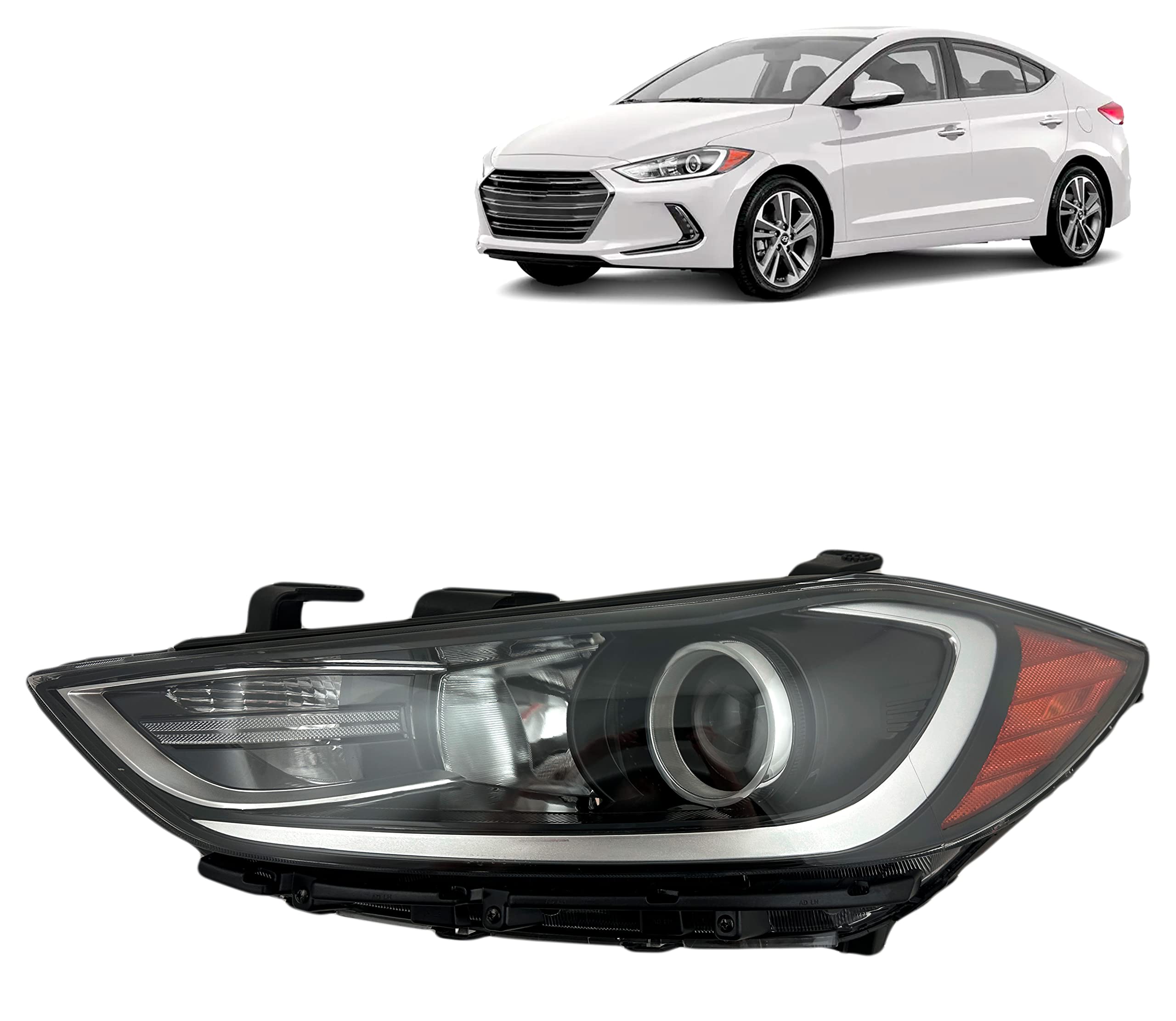 Alligator Auto Lights Headlight Assembly Compatible With Hyundai Elantra 2017-2018 Left/Driver Side Headlamp, Bulbs Included