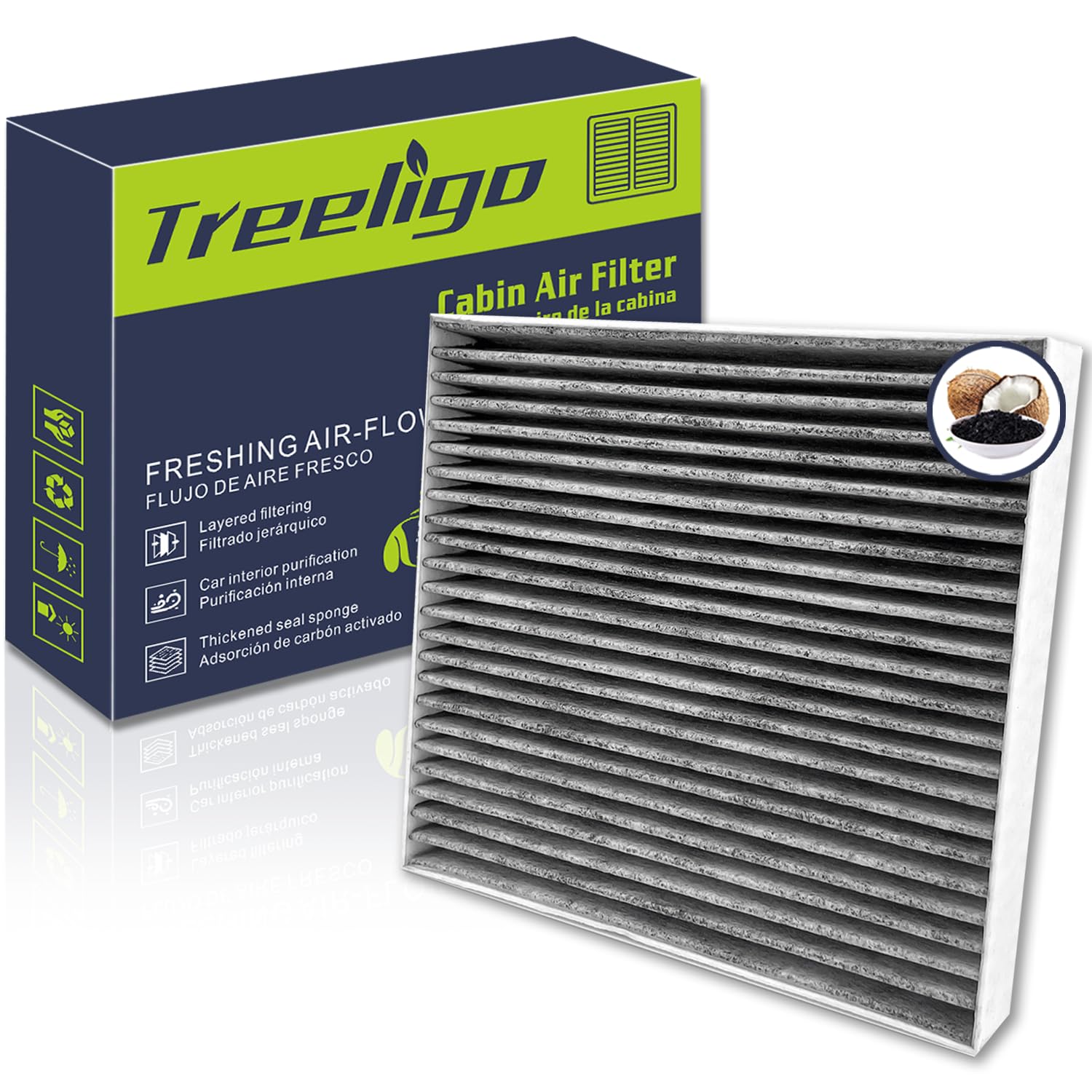 Treeligo Cf10374 Cabin Air Filter, Replacement For Tacoma 2005-2023 Dart 2013-2016 Vibe 2003-2008 W/Upgraded Coconut Shell Activ