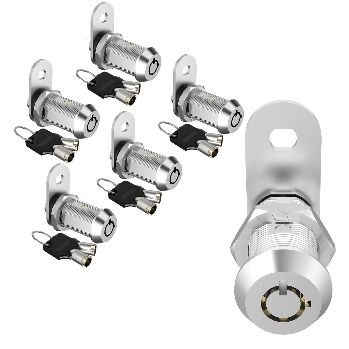 5 Pack Cam Locks Keyed Alike, 1-1/8'' Cabinet Locks With Keys, Rv Storage Lock Secure Rv Compartment Door Toolbox Mailbox Lock R