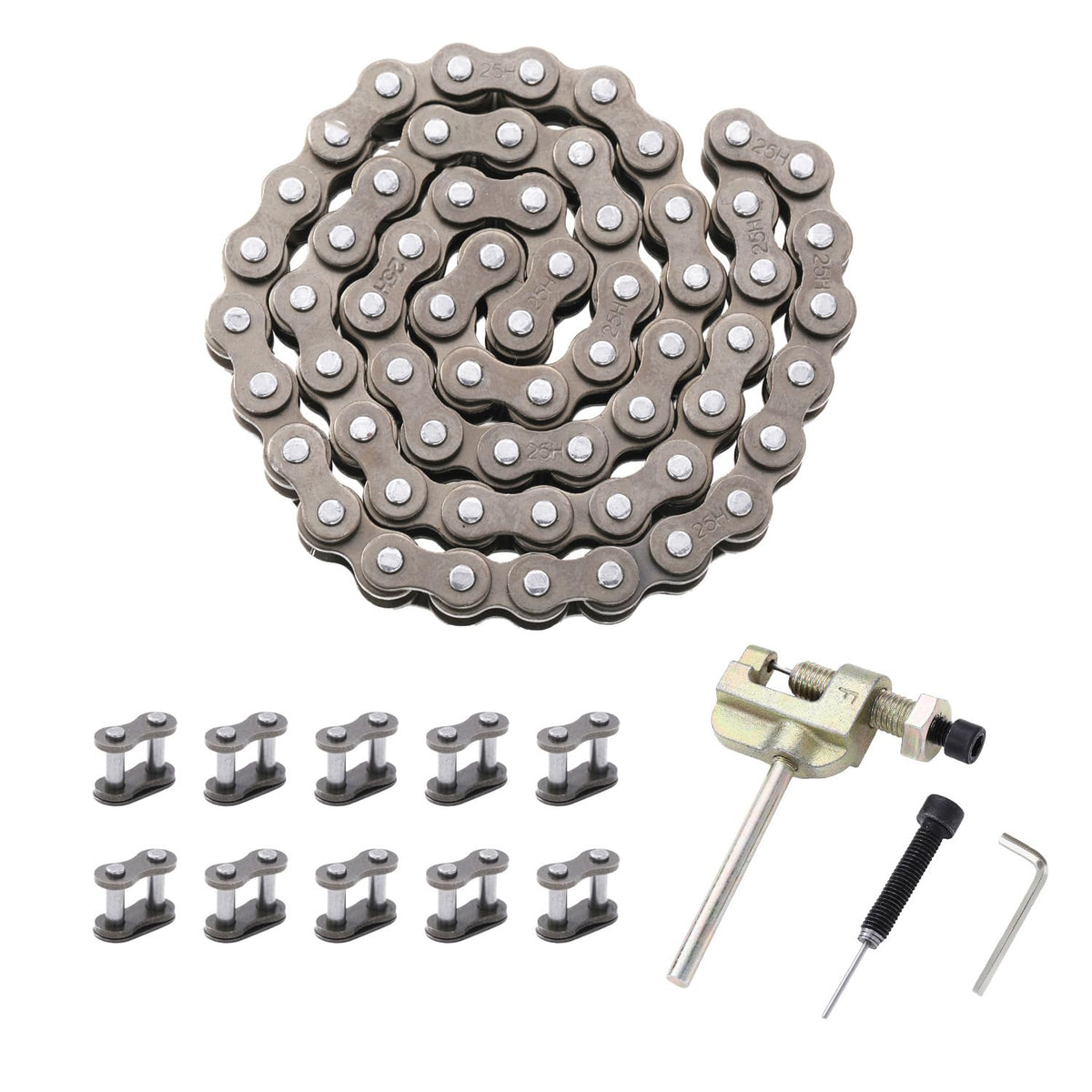 Kamier 25H 62 Links Timing Starter Chain Breaker For 70Cc 90Cc 110Cc 125Cc Taotao Ata Kazuma Falcon Coolster Mountopz Lifan Vitacci Ice Bear Sunl Chinese Atv 4 Wheeler Quad Go Kart Pit Dirt Bike Parts
