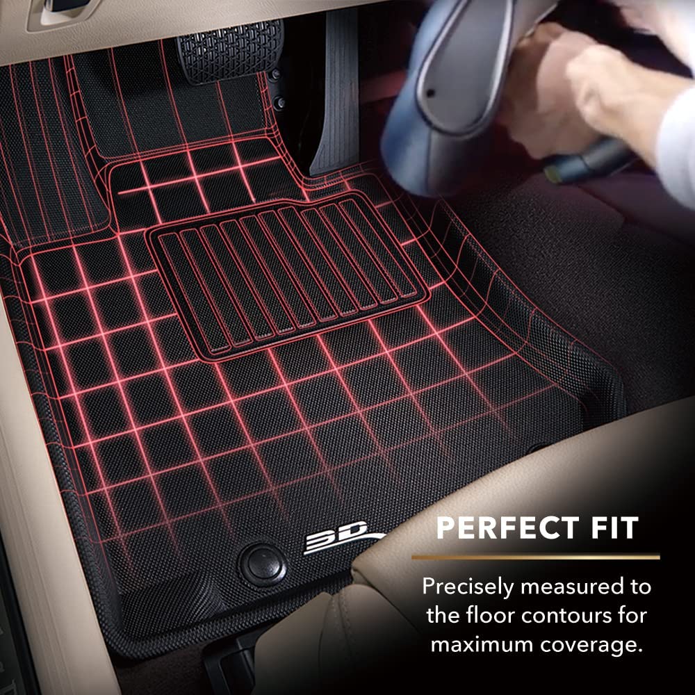 3D Maxpider Custom Fit Kagu Floor Mat (Black) For 2020-2023 Tesla Model 3-1St Row 2Nd Row
