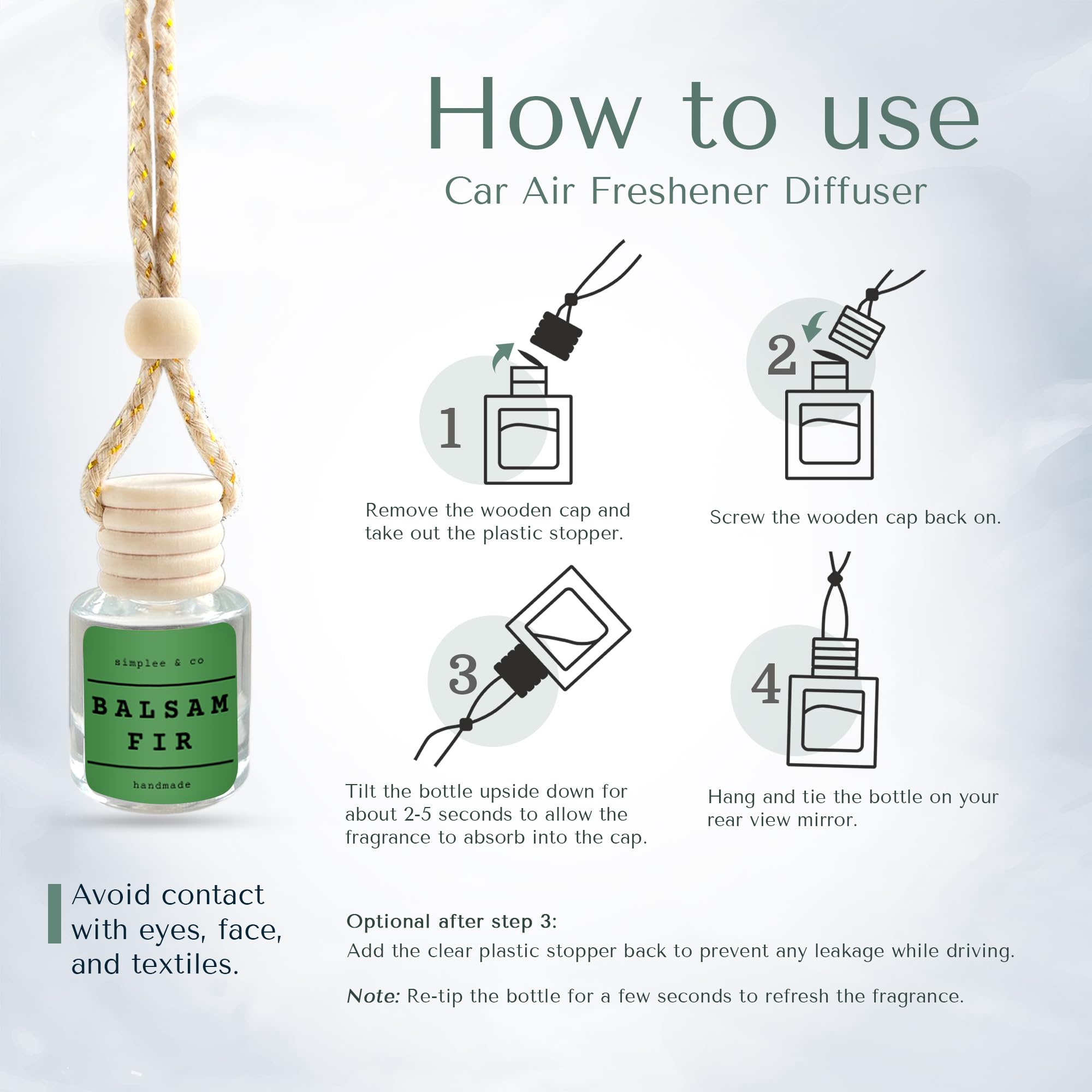 Balsam Fir Car Air Hanging Essential Oil, Car Air Freshener Diffuser, Long Lasting Essential Oils, Aromatherapy Vehicle Diffuser