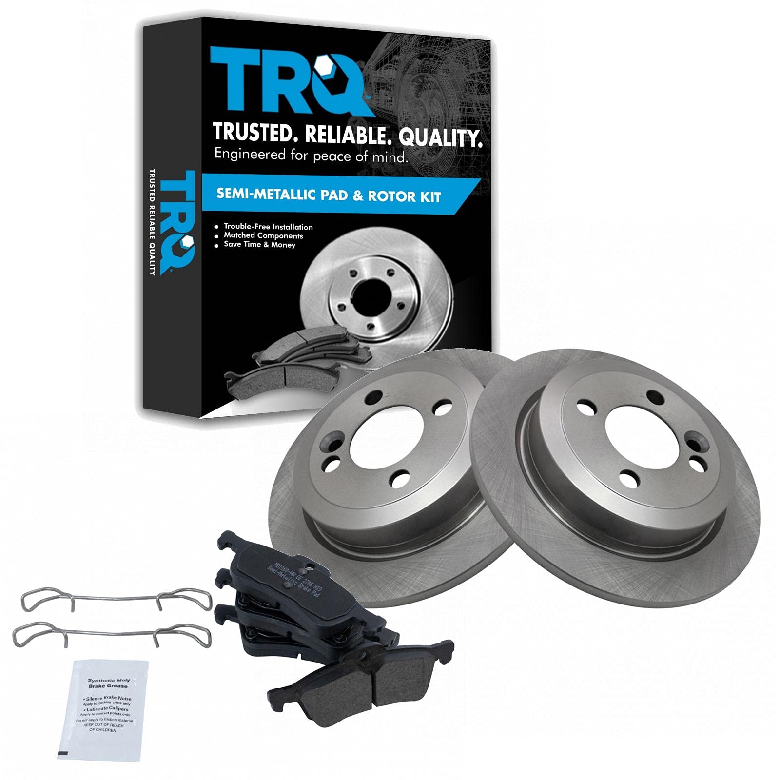 Trq Rear Brake Pad & Rotor Kit Brake Pads Brake Rotor Semi-Metallic Compatible With 2007-2008 Mini Cooper
