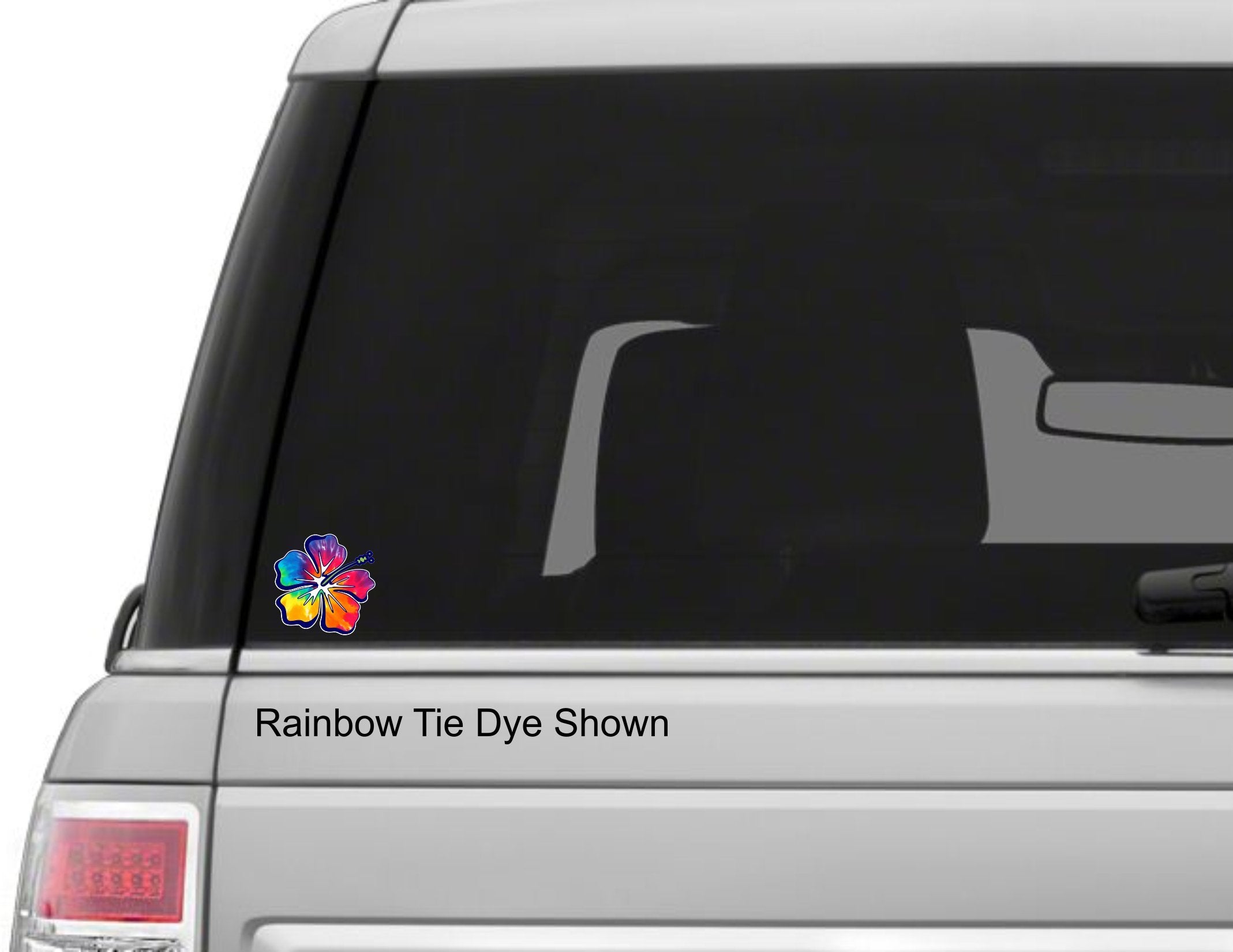Vinyl Junkie Graphics Hibiscus Flower Hawaiian Car Truck Window Laptop Vinyl Decal Sticker (Rainbow Tie Dye)