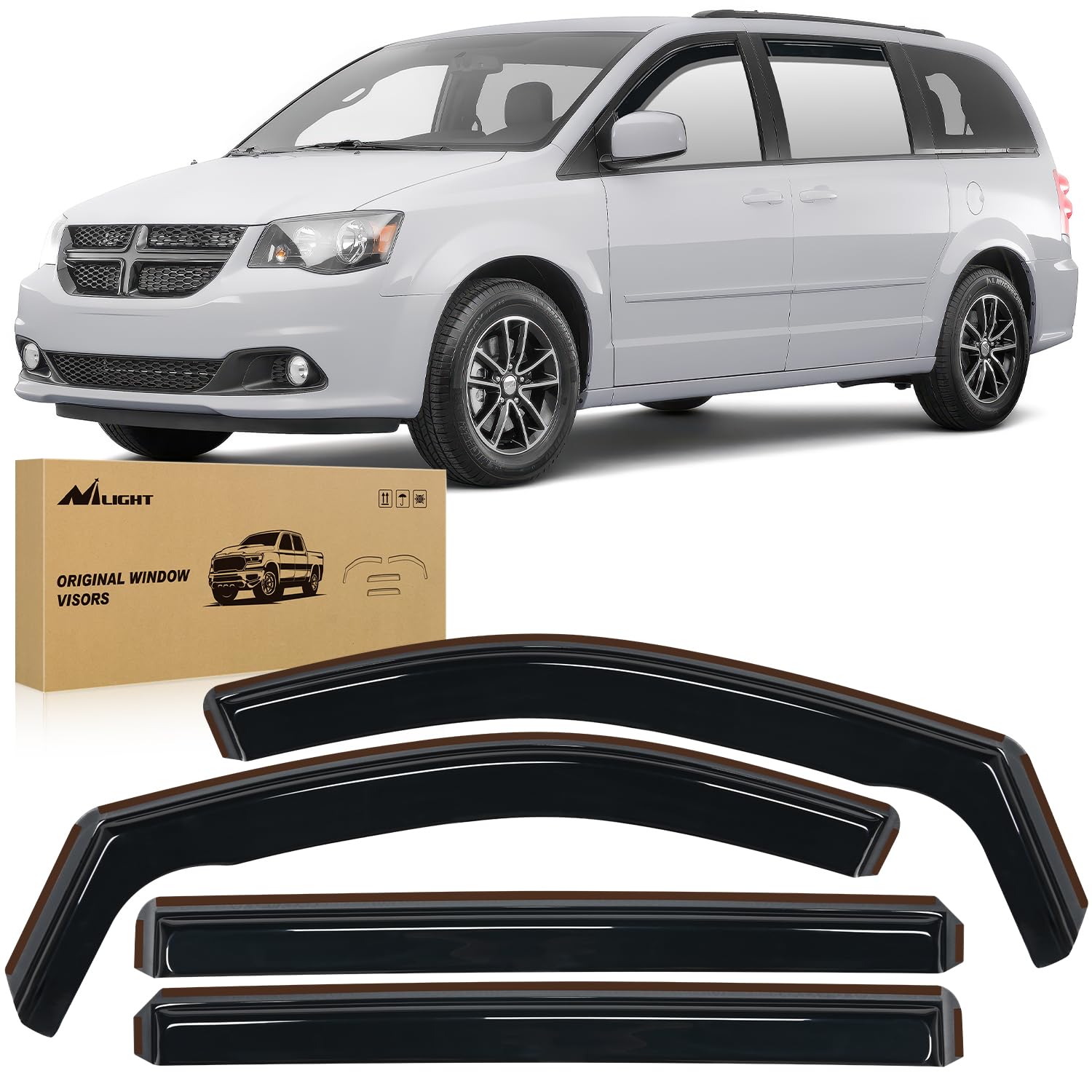Nilight In Channel Rain Guards For Grand Caravan 2008-2023, Chrysler Town Country 2008 2009 2010 2011 2012 2013 2014 2015 2016,
