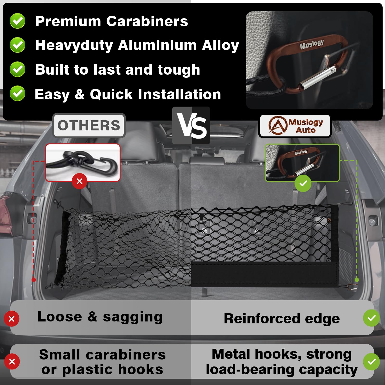 Muslogy Envelope Style Trunk Cargo Net Compatible With 2014-2025 Toyota Highlander Accessories Custom Fit Trunk Organizer Upgrad