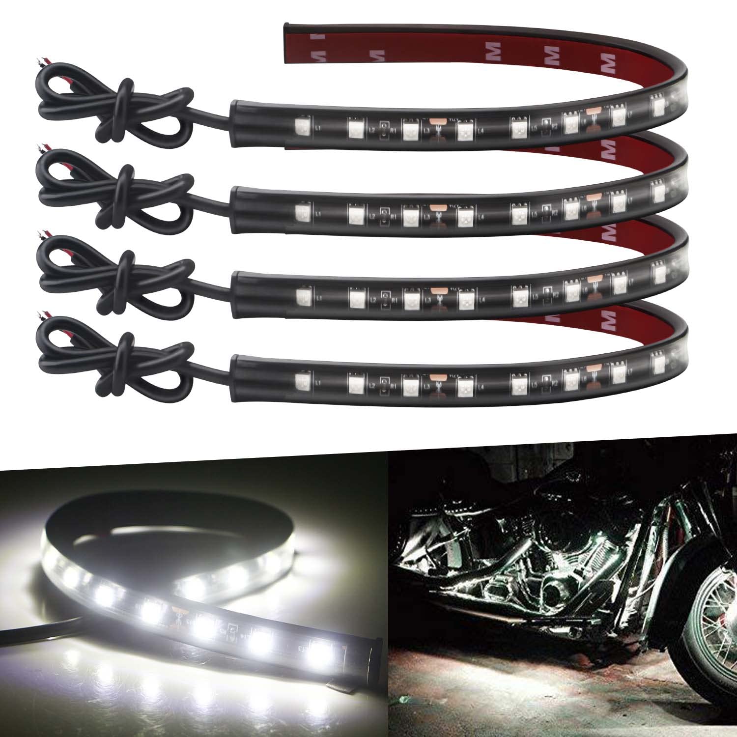Keiurot 12V Led Light Strip 32Cm Waterproof White Led Strip Lights For Cars Motorcycles Golf Cart Interior & Exterior Marine Boa