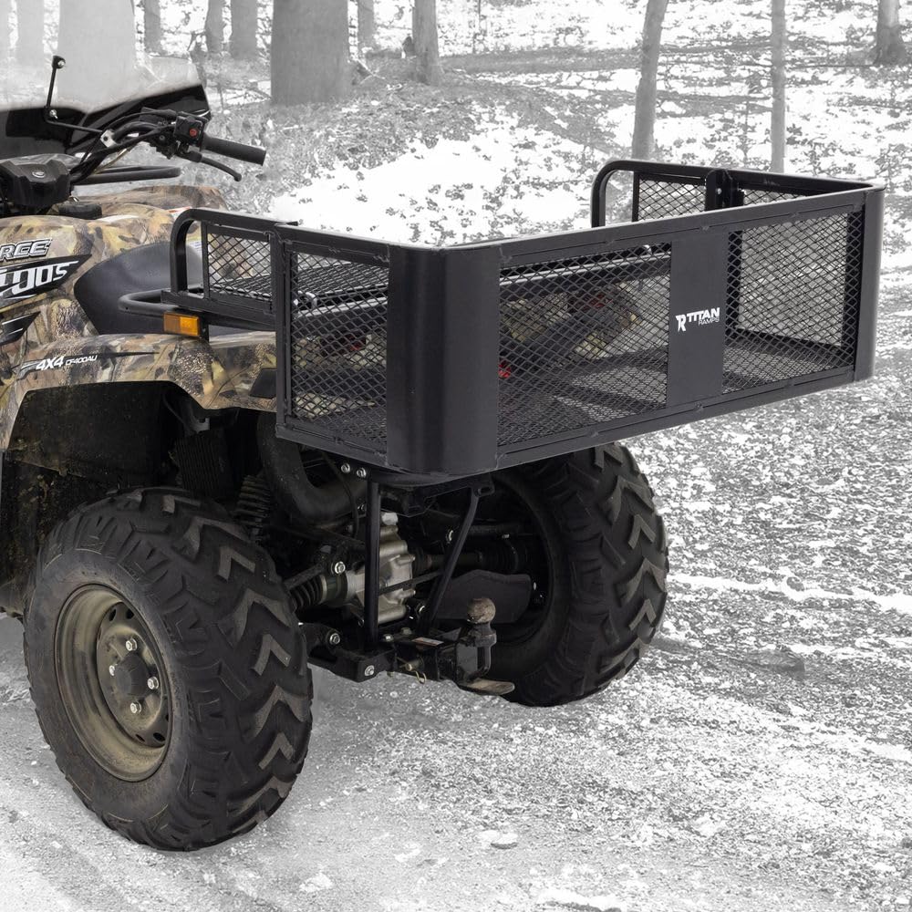 Titan Ramps Universal ATV/UTV Cargo Basket Rack - 150 lb Capacity, Alloy Steel, Black, Model DDB2010