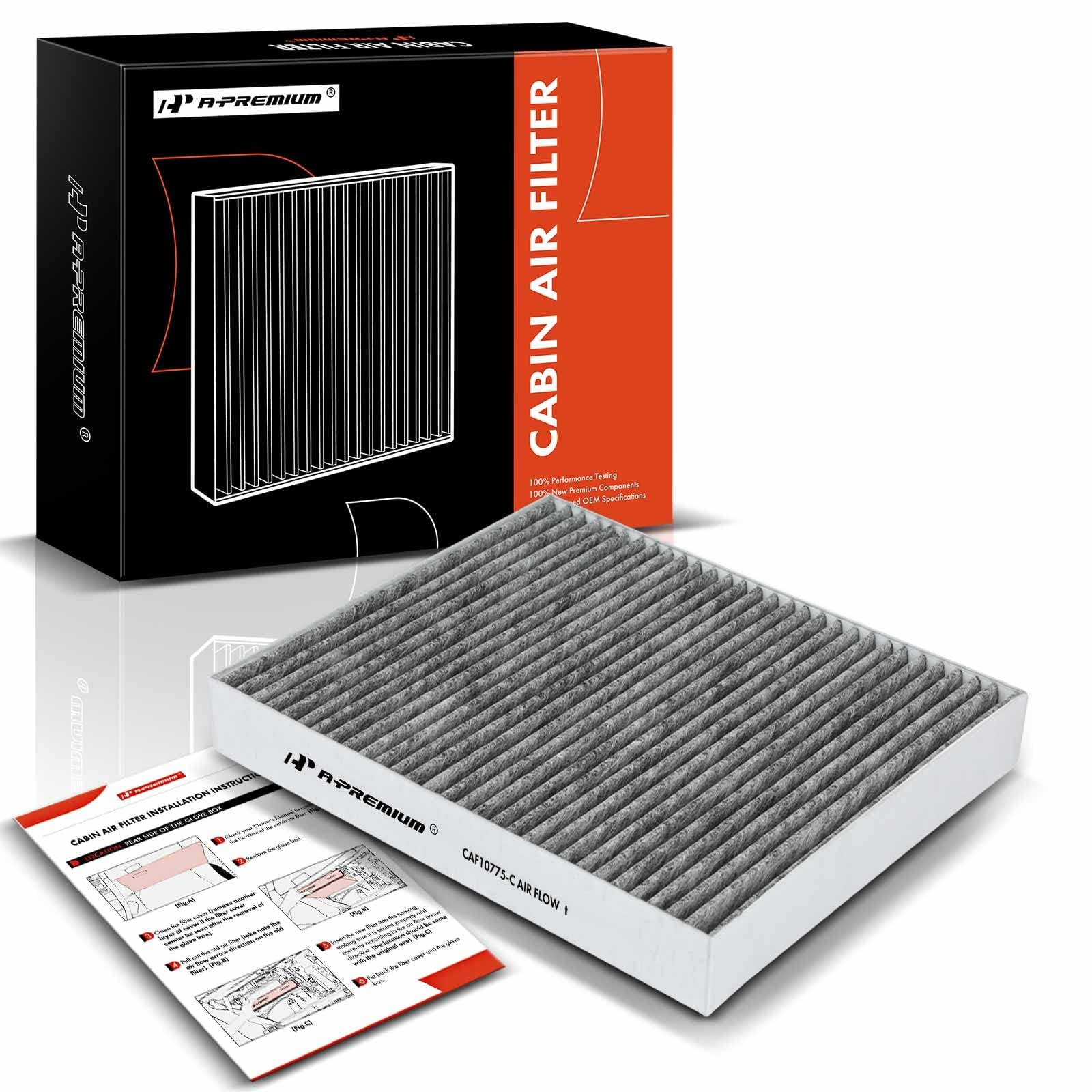 A-Premium Cabin Air Filter With Activated Carbon Compatible With Buick, Cadillac, Chevy & Saab - Malibu, Cruze, Sonic, Trax, Volt, Spark, Orlando, Lacrosse, Encore, Cascada, Regal, Allure, 9-4X, 9-5