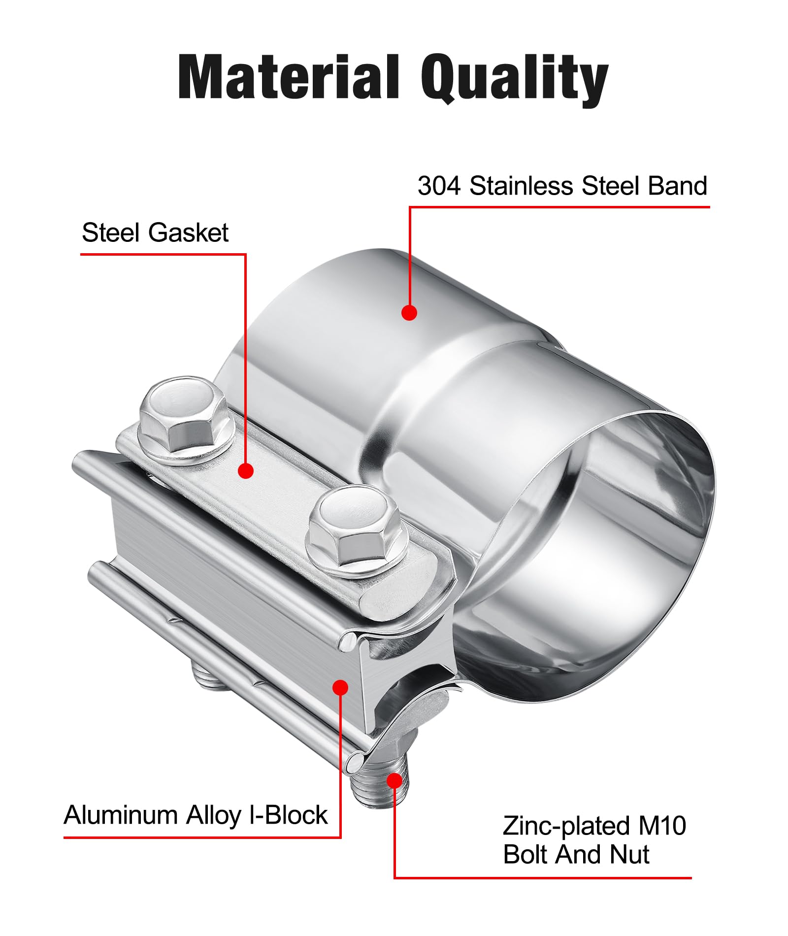 Evil Energy 2.75 ' ' Exhaust Clamp,2 3/4 ' ' Lap Joint Band Clamp Stainless Steel For Pipes,Mufflers,Catalytic Converters (4Pcs,