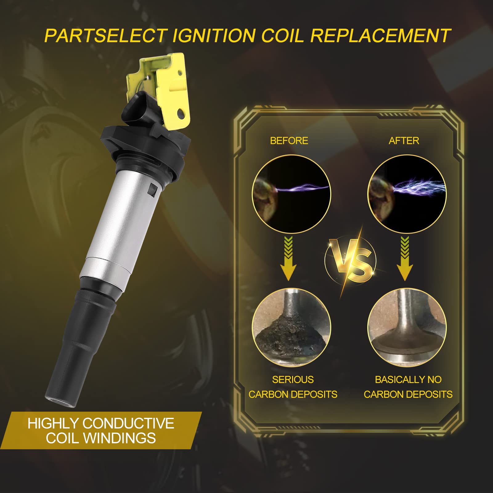 Partselect 4Pcs Ignition Coil Pack Uf-598 C1692 Replacement For Mini Cooper 2007-2013 Countryman 2011-2016 Paceman 2013-2016 L4