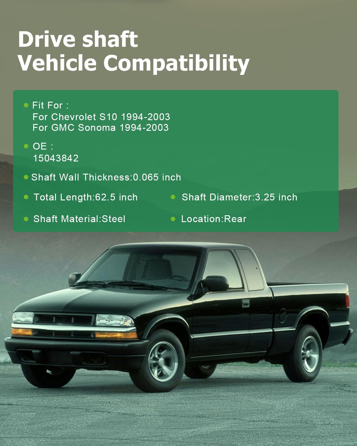 Scitoo 62.5'' Rear Drive Shaft Assembly Propeller Shaft Compatible For Chevy S10 1994-2003,For Gmc Sonoma 1994-2003 15043842