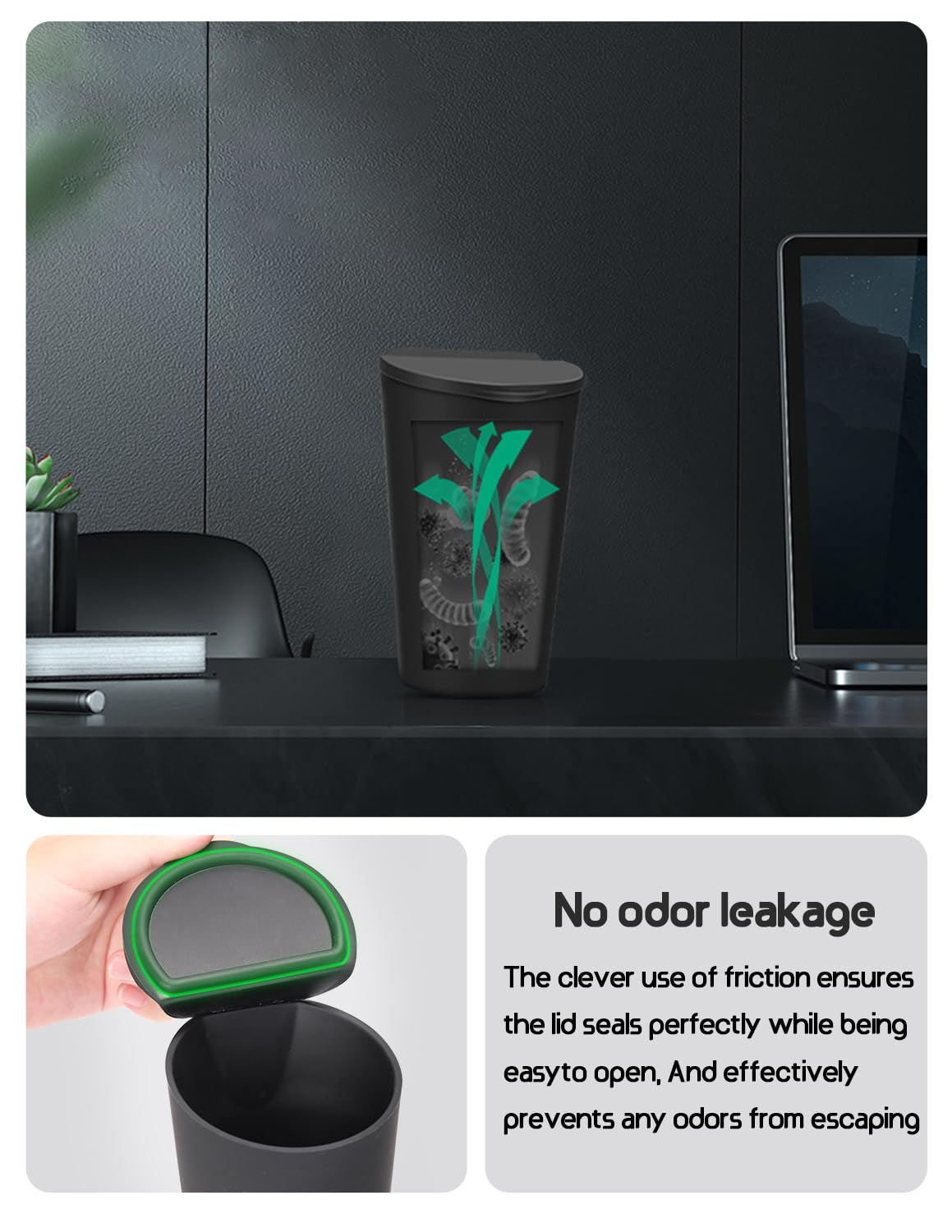 Bmzx Car Trash Can With Lid Small Cup Holder Door Pocket Garbage Can Trash Bin Trash Container Fits Auto Home Office, Black 2Pcs