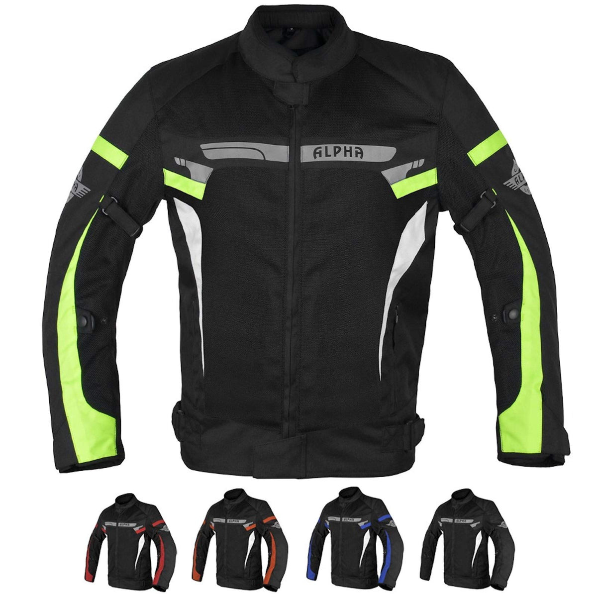ALPHA CYCLE GEAR BREATHABLE BIKERS RIDING PROTECTION MOTORCYCLE JACKET MESH CE ARMORED (GREEN LANE, XXXX-LARGE)