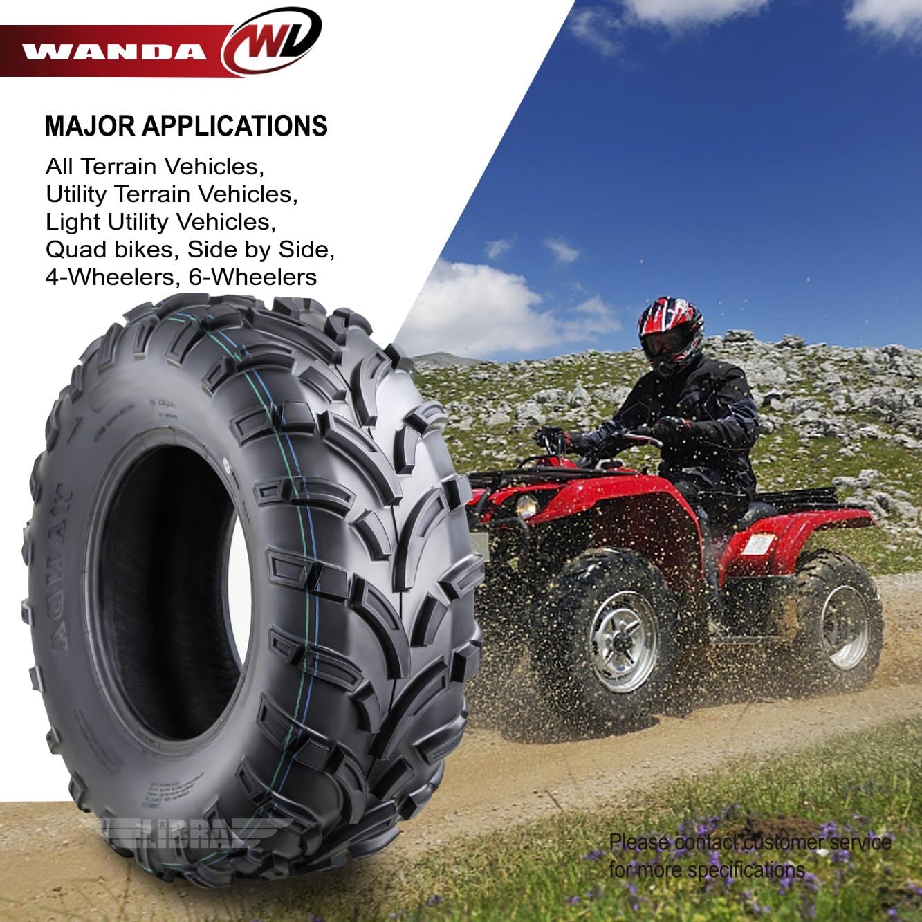 Wanda Utv Atv Tires 25X8-12 Front & 25X11-10 Rear /6Pr P373 Lit Mud