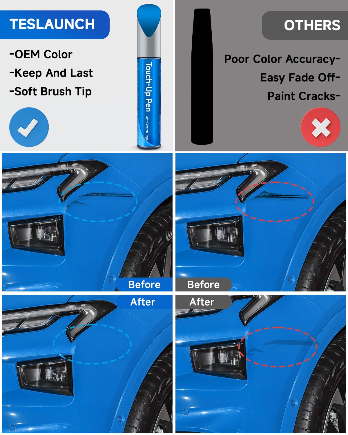 E7 Velocity Blue Metallic Touch Up Paint Compatible with Ford Exact Match Touch Up Paint Car Scratch Repair