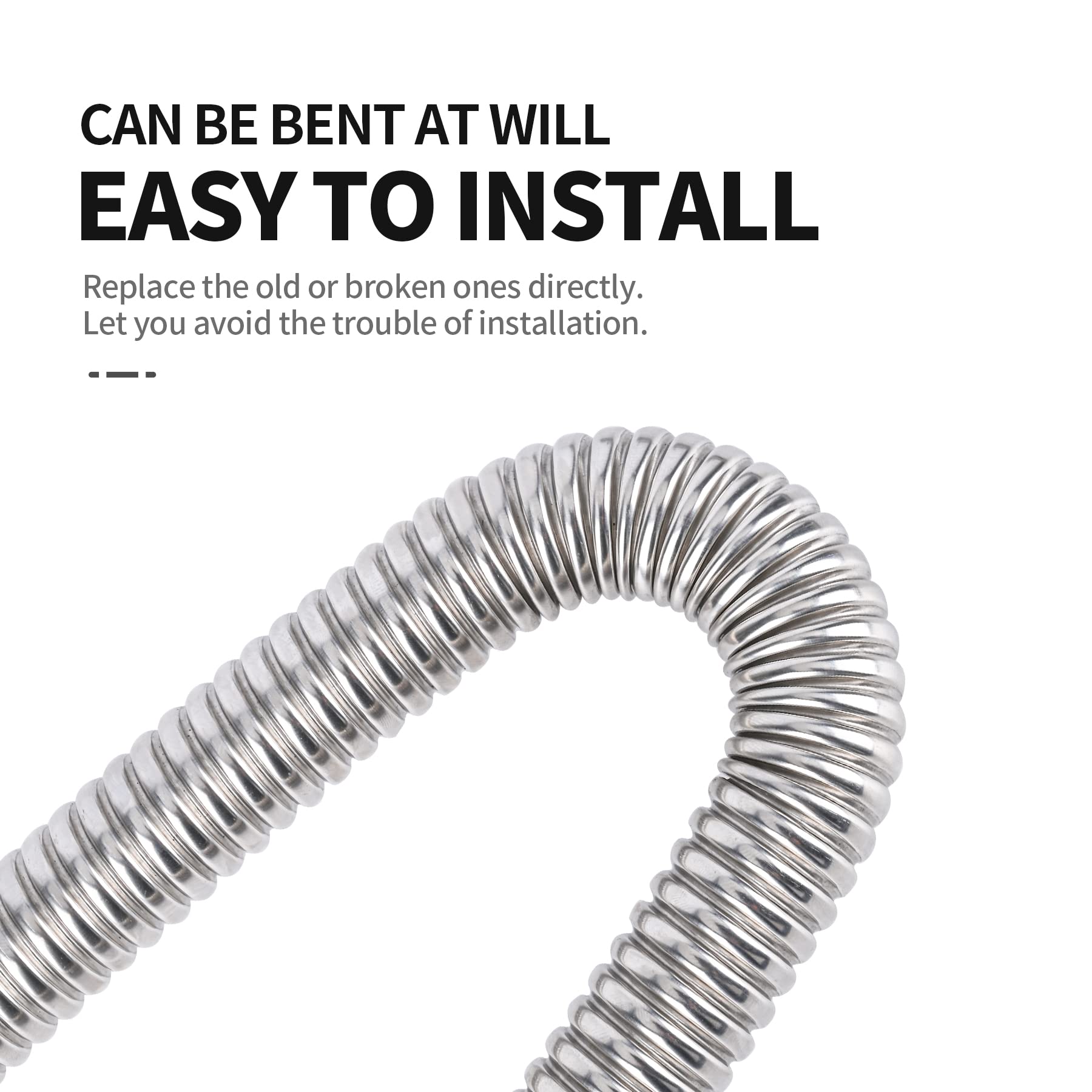 23.6 Inches Stainless Steel Exhaust Hose, 2.5Cm/ 1 In Fuel Tank Diesel Gas Vent Hose Length, Flexible Exhaust Tubing Diesel Heater Exhaust Pipe Inner Diameter Air Heater Exhaust Pipe