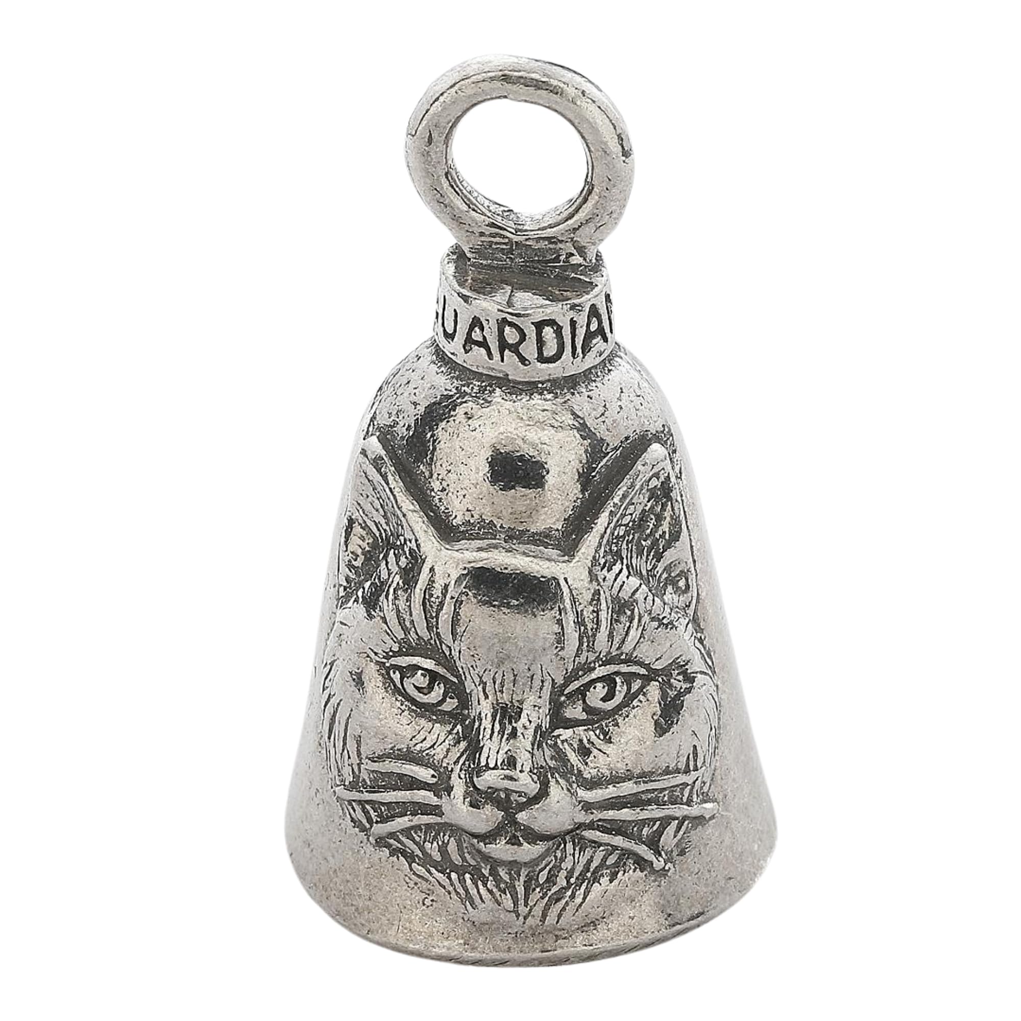 Guardian Bell Cat Good Luck Bell W/Keyring & Black Velvet Gift Bag | Motorcycle Bell | Lead-Free Pewter | Good Luck Gift To Frie