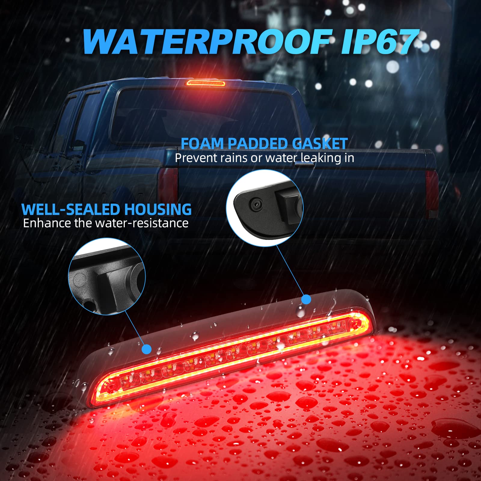 Suparee Led Third Brake Light Smoked Lens Fit For 1992 1993 1994 1995 1996 1997 F-Ord F150 F250 F350 Super Duty Bronco, 3Rd Brak