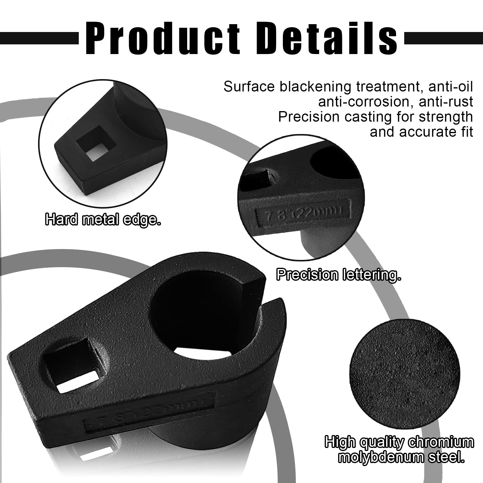 Offset Oxygen Sensor Socket, 3/8-Inch Drive By 7/8-Inch 22Mm, Wire Gate Accesses Sensor From Side, Preventing Damage To Wires, Universal For Most Models Of Cars