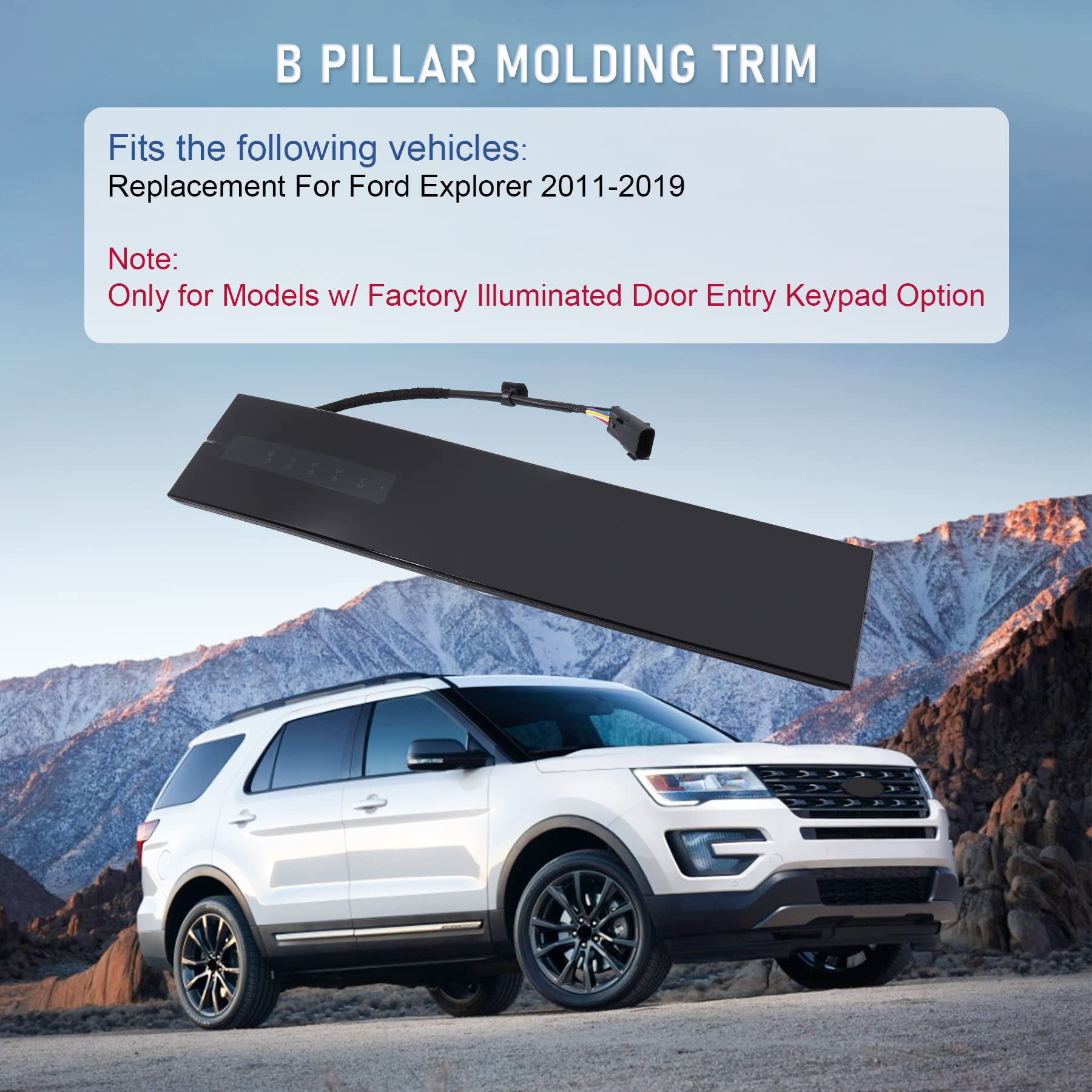 Jdmspeed New B Pillar Molding Trim With Door Entry Keypad Replacement For Ford Explorer 2011-2019 Replaces Db5Z-7820555-Ac Door