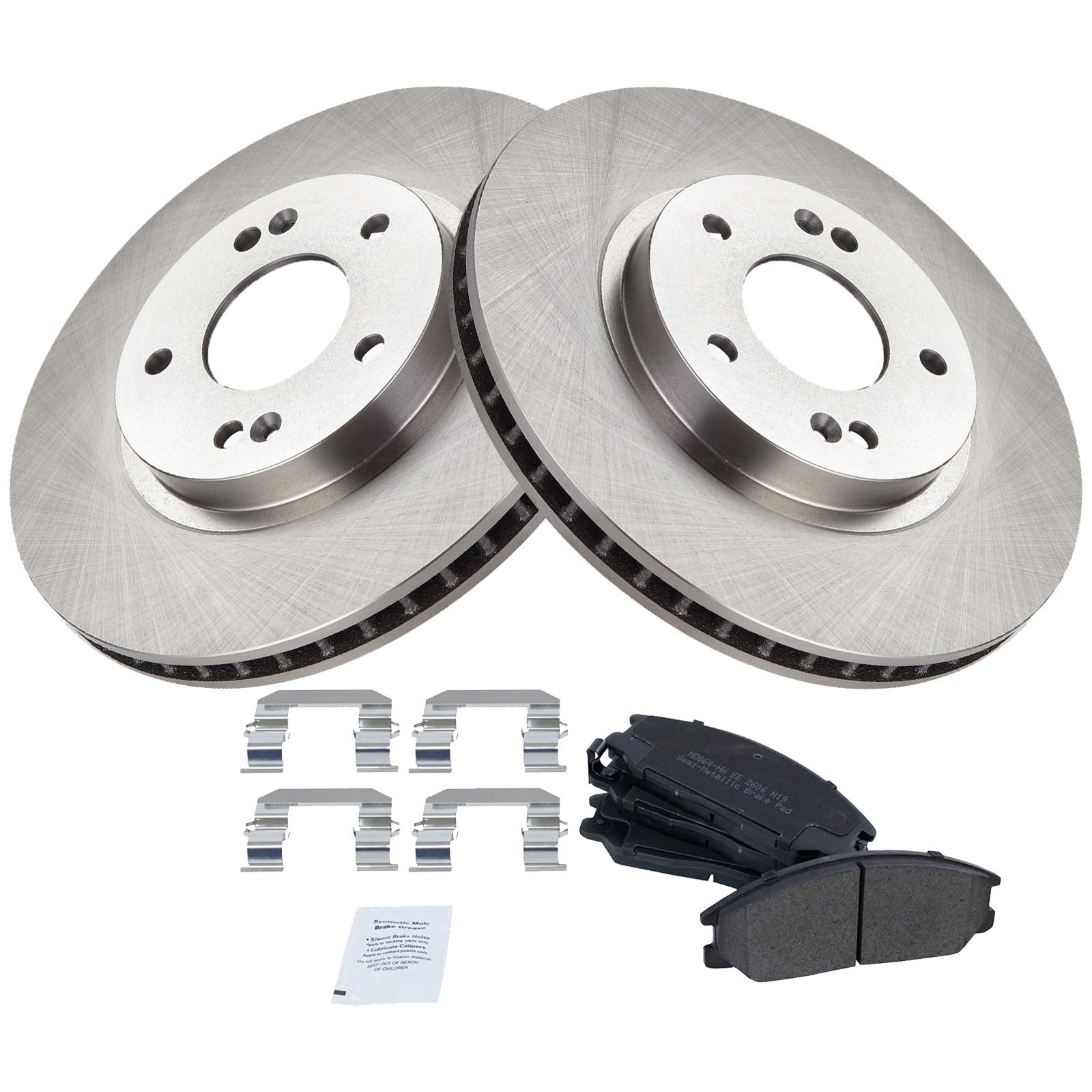 Trq Front Brake Pad & Rotor Kit Brake Pads Brake Rotor Semi-Metallic Compatible With 2001-2006 Hyundai Santa Fe