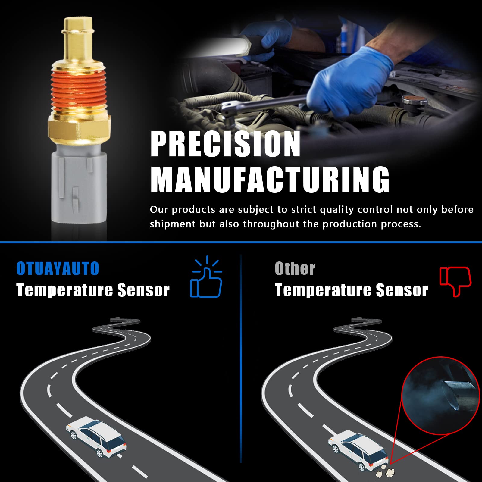 Otuayauto 5149077Ab Premium Engine Water Coolant Temperature Sensor - Replacement For Jeep Wrangler Grand Cherokee Liberty Comma