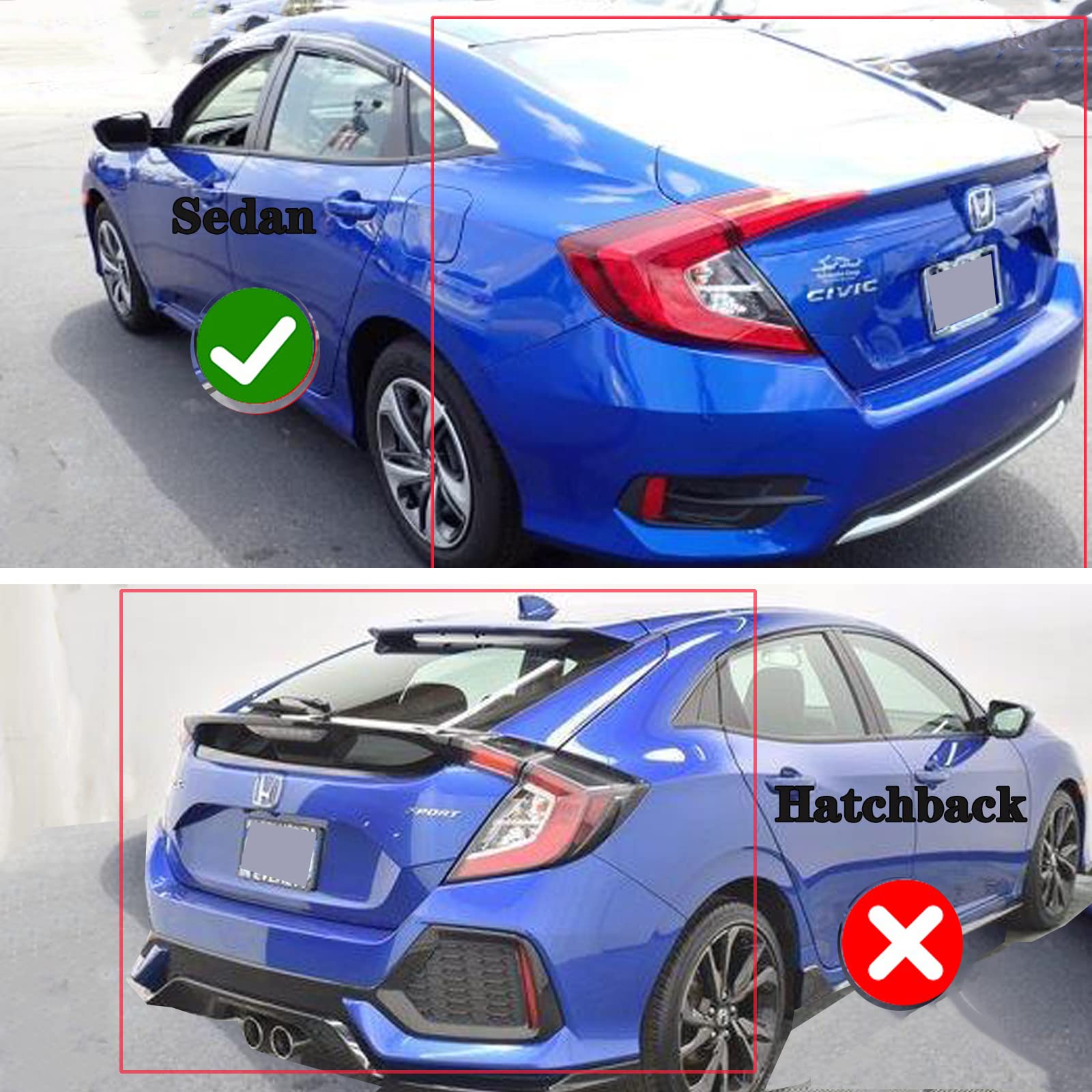 Window Visors Rain Guards Smoke Car Sun Shades Window Deflectors Vent For 2016-2021 Honda Civic 4 Door Sedan, 4-Pieces Set