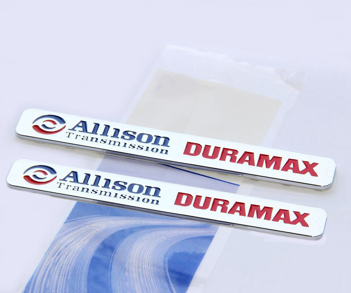 Yoaoo 2X OEM Red Allison Transmission Duramax Emblems Chrome 2500Hd for Silverado Chrome