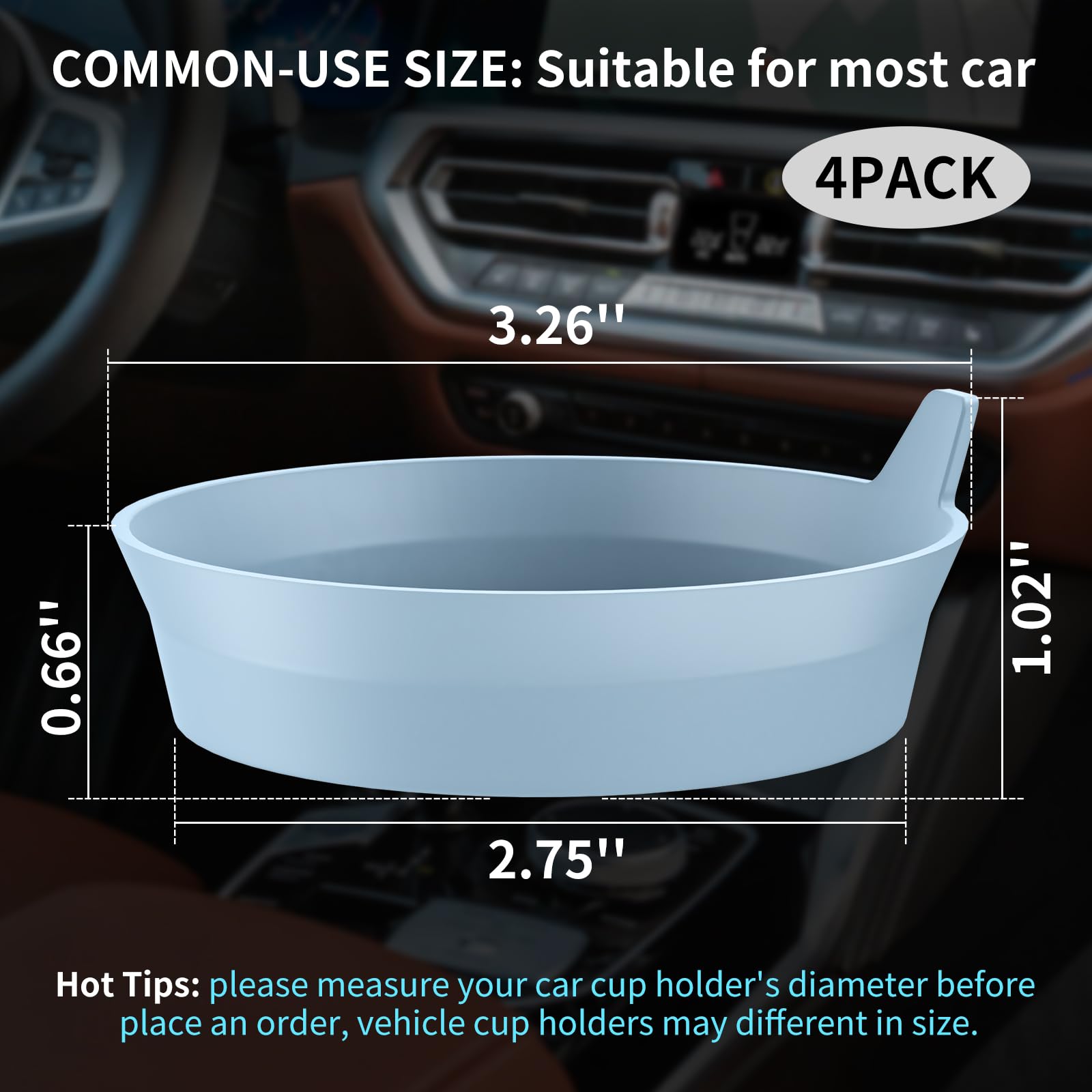 Me.Fan Car Cup Holder Coasters [4 Pack] Silicone Cups Mats, Automotive Universal Non-Slip Recessed Interior Accessories Ether