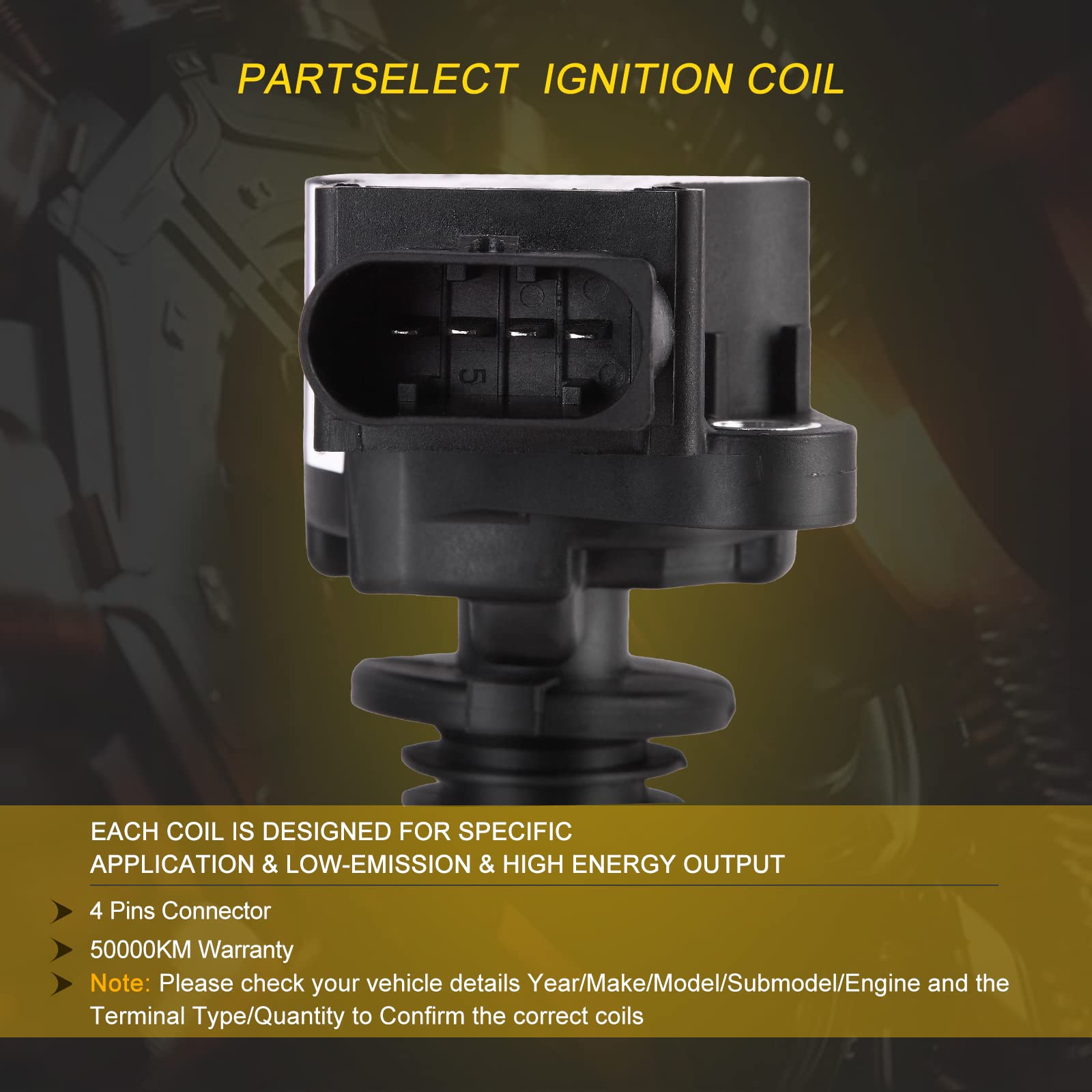 Partselect Ignition Coil Pack Uf535 Replacement For Mercedes-Benz C230 C350 E350 Cl550 Clk350 3.5L 3.0L 2.5L V6 Ml E C Clk R Slk