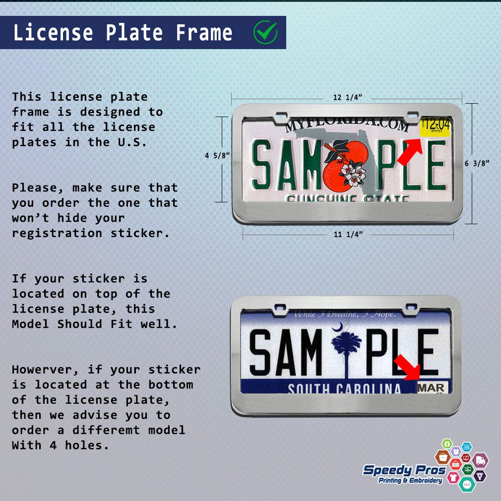 Custom License Plate Frame Custom Personalized Text Funny Metal Cute Car Accessories License Plate Holder Stainless Steel 2 Holes 1 Frame