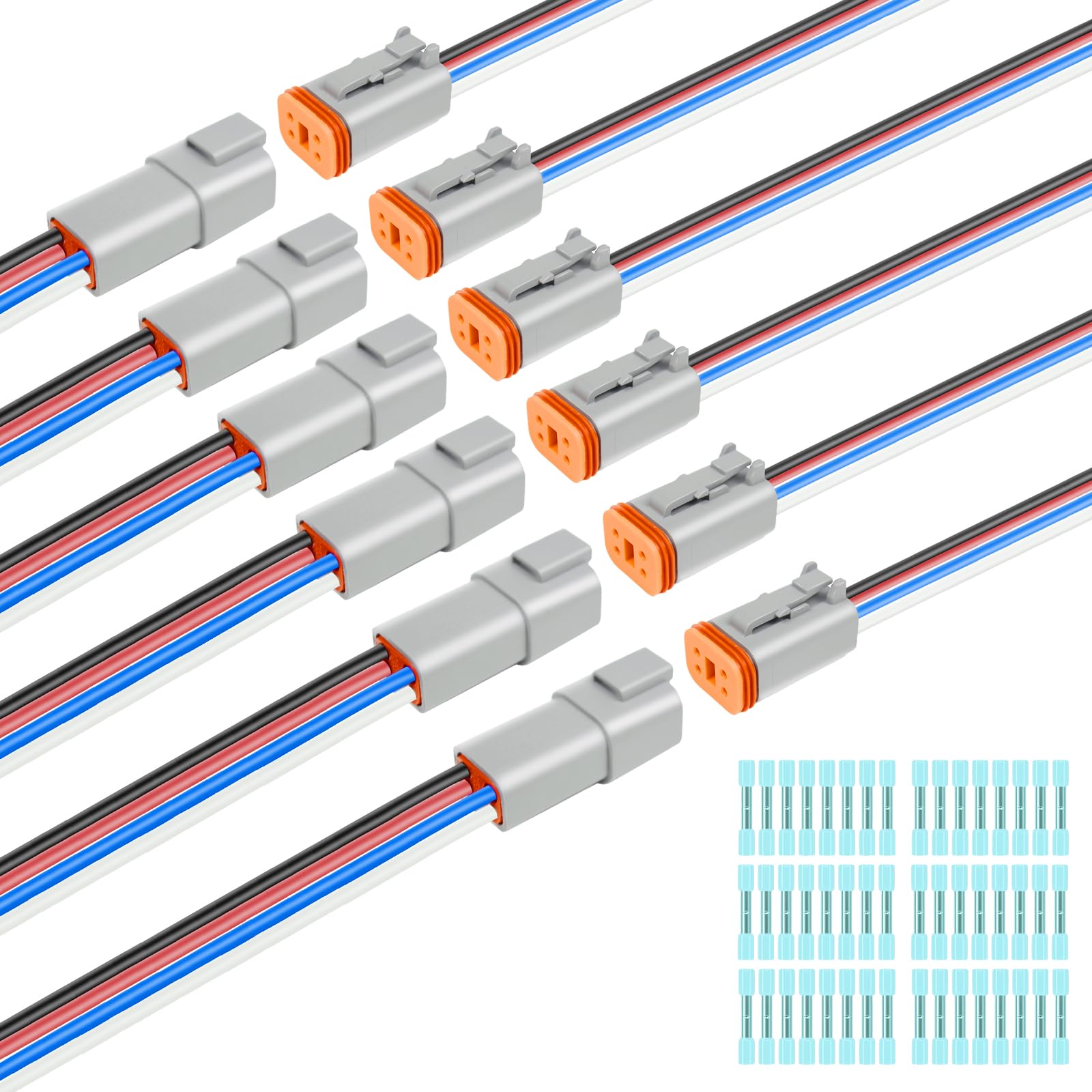 6 Kit Deutsch DT 4 pin Grey Male Female Wiring Harness Deutsch Pigtail 4 Wire Way Waterproof Automotive Electrical Connector 16 