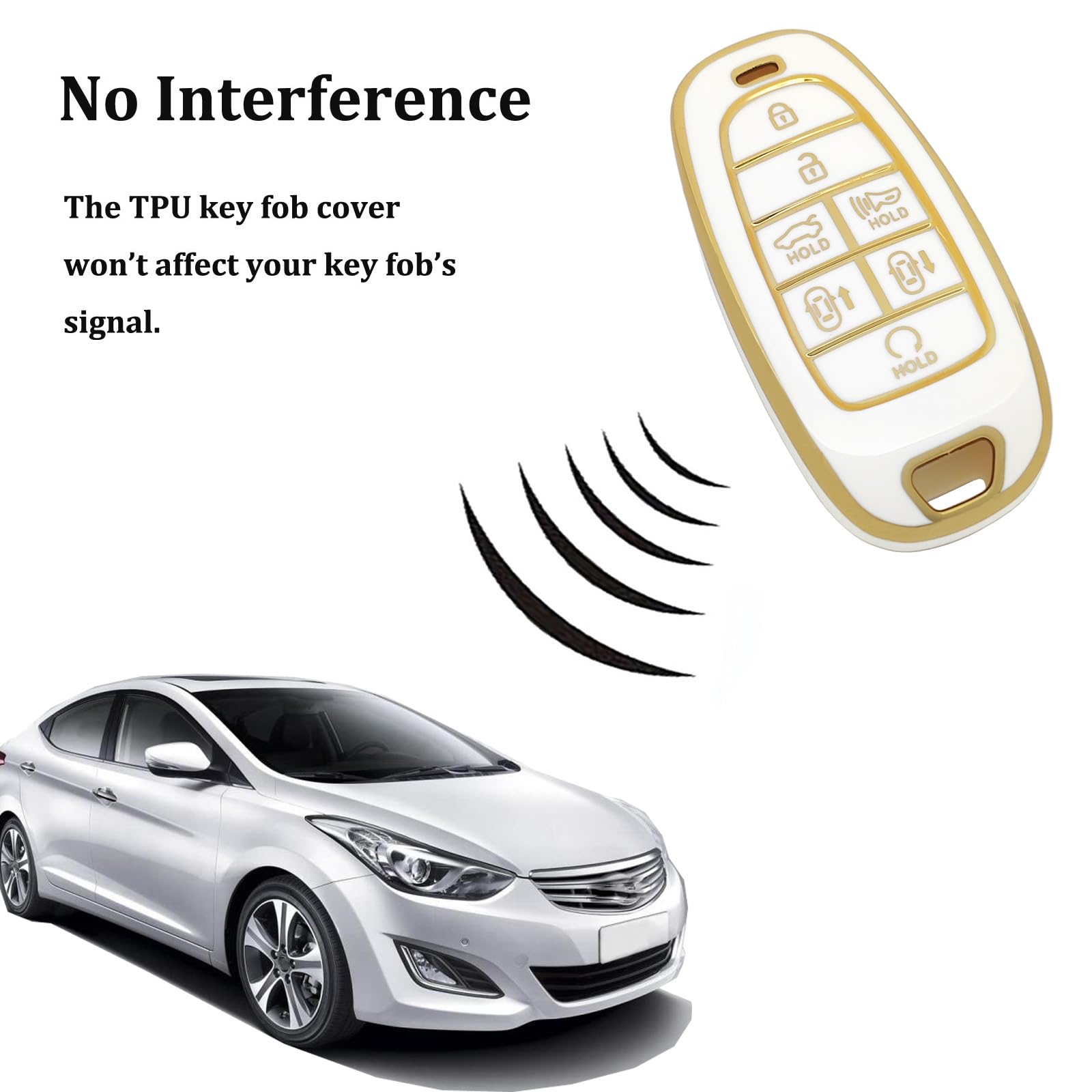 Arruweer Key Fob Cover for Hyundai Soft TPU Key Fob Case Holder Compatiable with 2019 2020 2021 Hyundai Sonata Nexo 2022 Hyundai