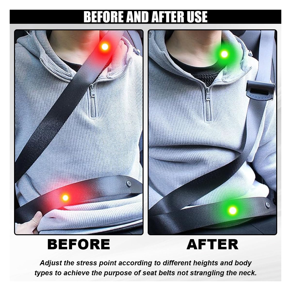 SMILFUY 2PCS Black Car Seatbelt Adjuster Clips for Adults/Kids, Comfort Shoulder Neck Protector, Seatbelt Locator Retainer for Car/SUV