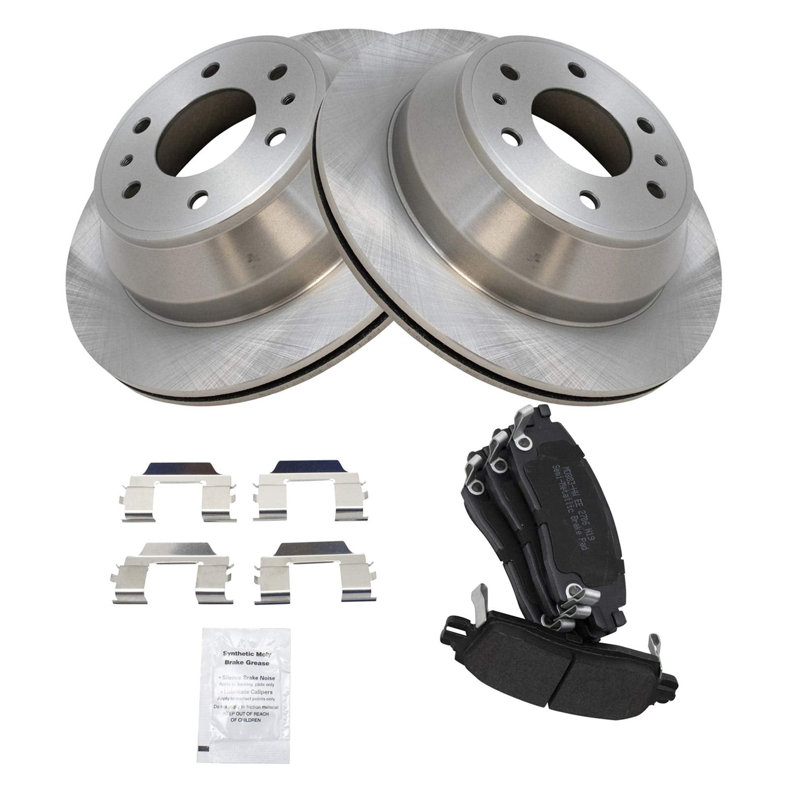 Trq Rear Metallic Brake Pad & Rotor Kit Compatible With Trailblazer Envoy Bravada