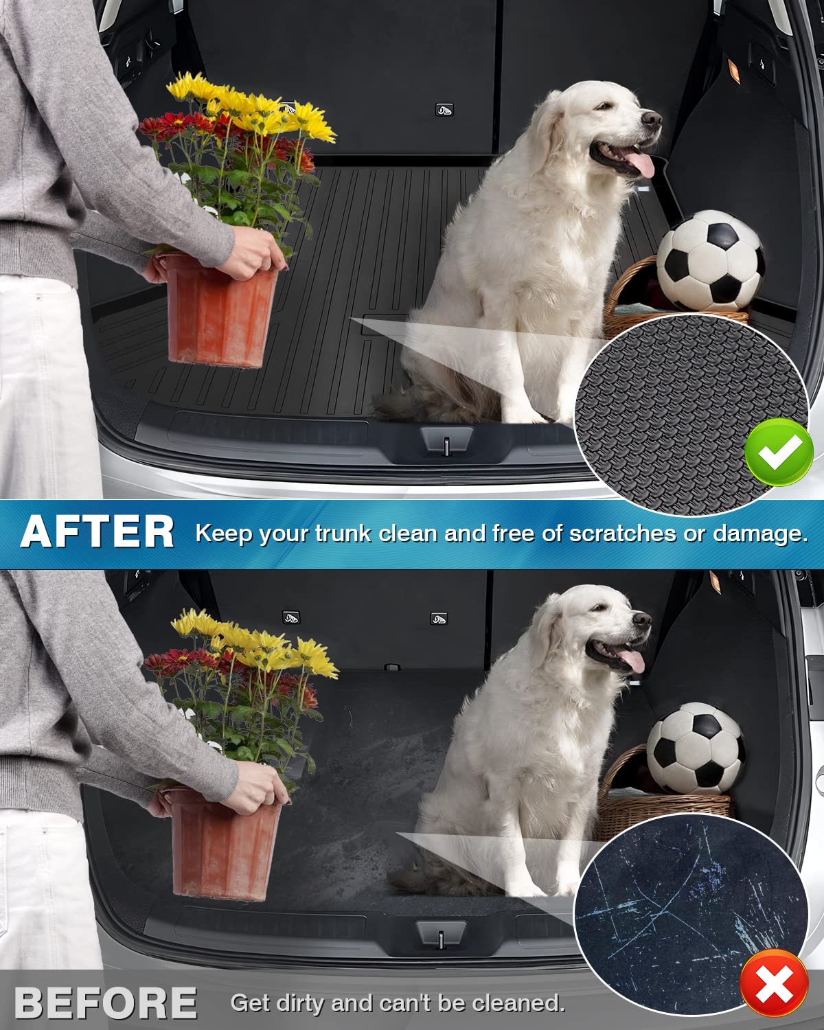 Mixsuper Cargo Liner for 2019-2023 2024 2025 Infiniti QX50 / 2022-2023 2024 2025 QX55 Trunk Liner All Weather Rear Cargo Tray Tr