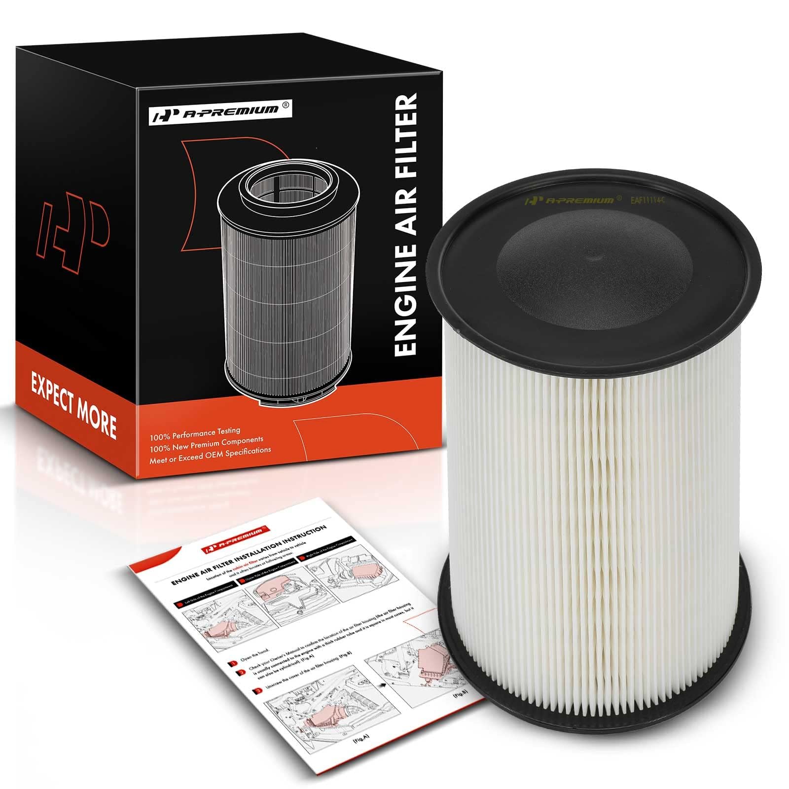 A-Premium Engine Air Filter Compatible With Ford Escape, Focus, Transit Connect & Lincoln Mkc, 2012-2019, Radial Seal, Replace# 7M519601Ac