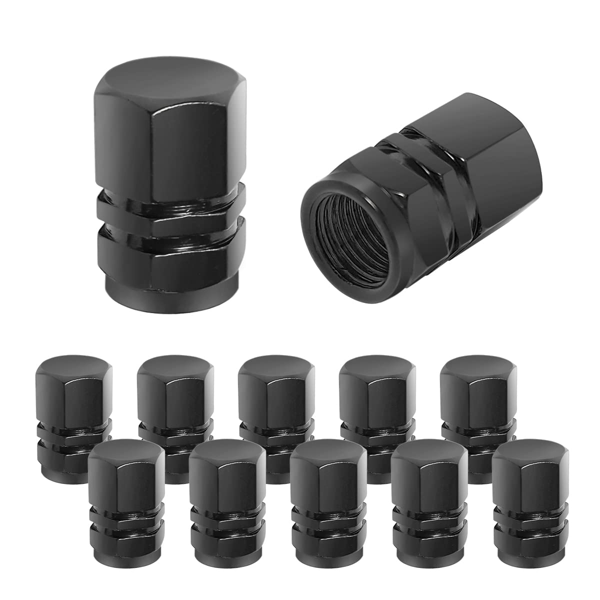 12 Pcs Car Tire Valve Stem Caps, Airtight Caps/Covers, Universal For Cars, Bicycles, Motorcycles, Suvs, Car Accessories For Men Women (Black)