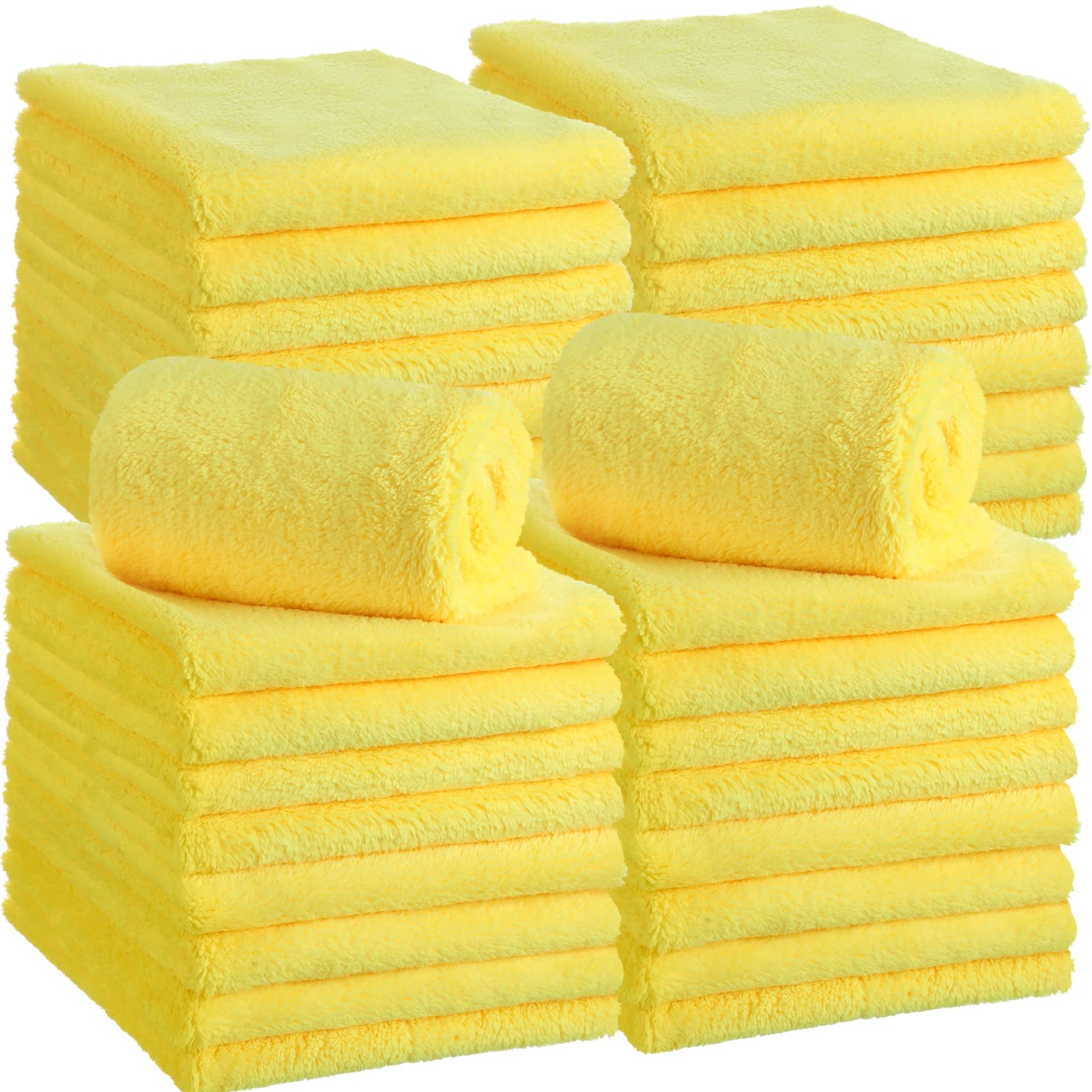 Shimeyao 30 Pcs 6 x 16 Inch Edgeless Microfiber Plush Towels for Cars Detailing Drying Wash Polishing Absorbent Cleaning Cloths,