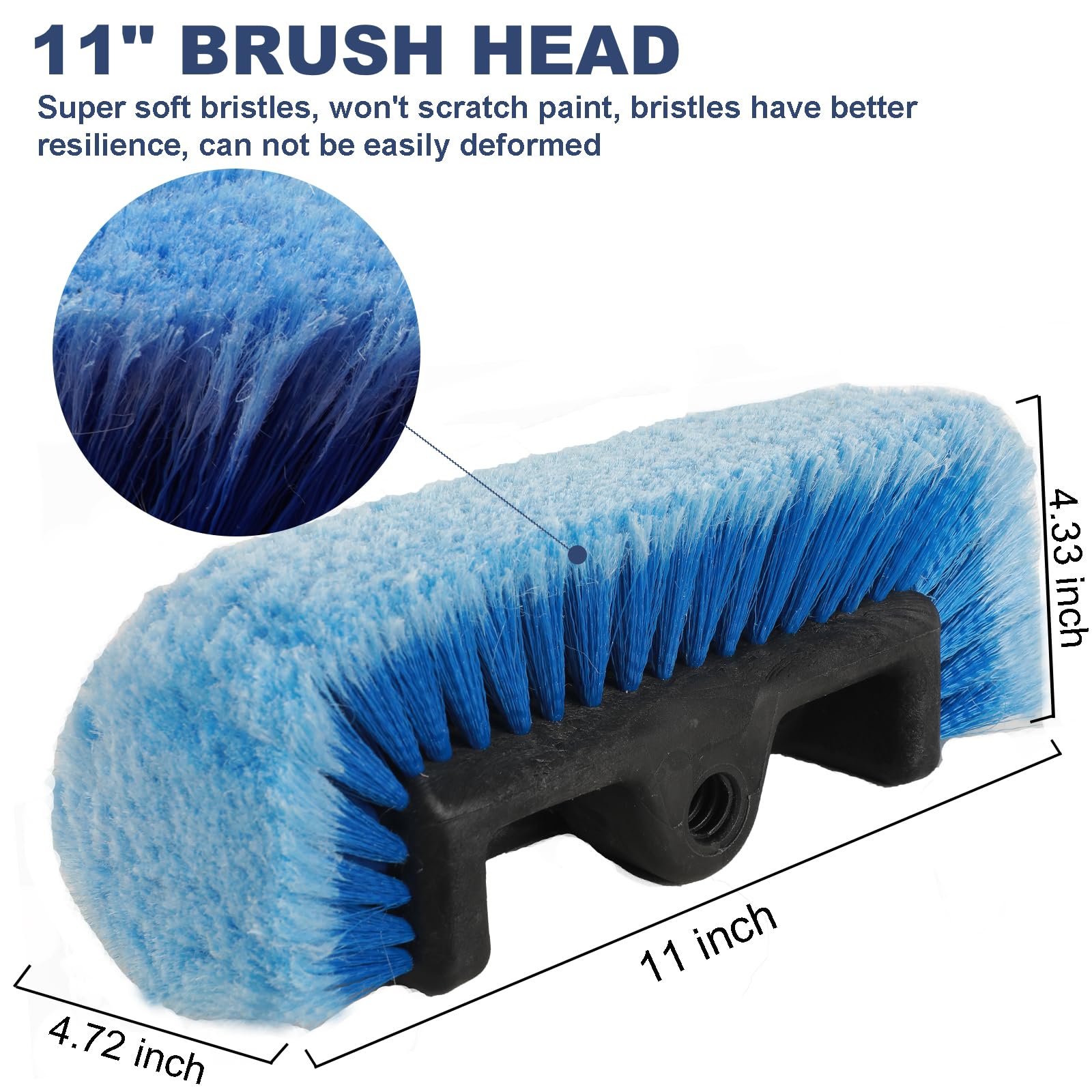 Navapal 54'' Flow-Thru Car Wash Brush With Long Handle, Soft Bristle Car Washing Brush With Extendable Handle And Hose Attachmen